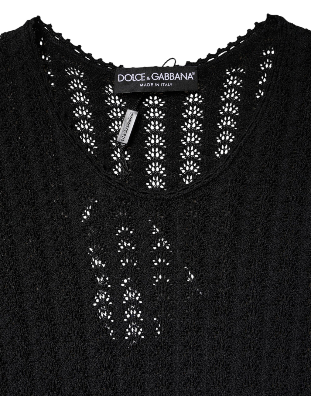 Dolce & Gabbana Schwarzes Midikleid aus Kaschmir mit langen Ärmeln in A-Linie