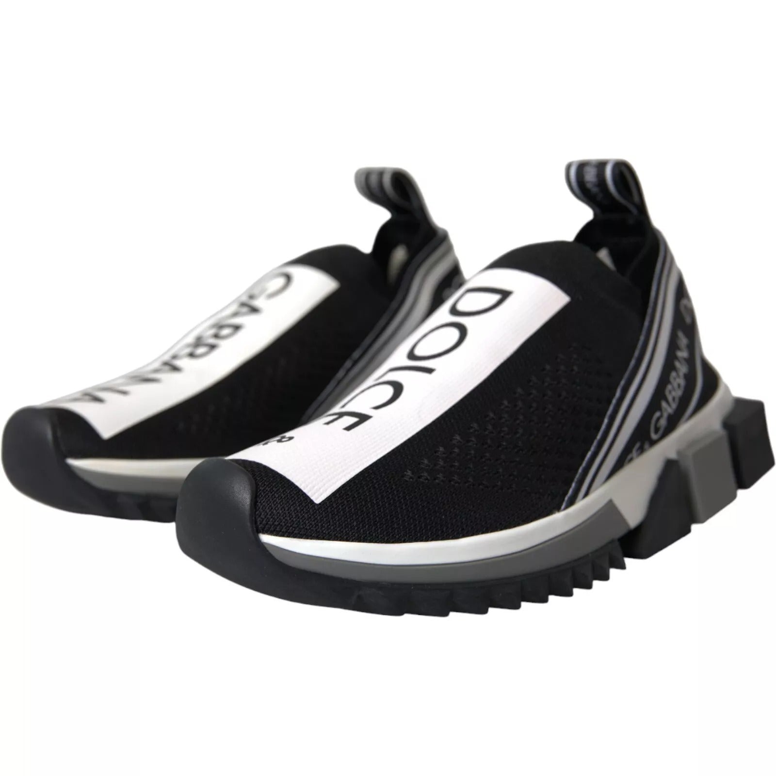 Dolce & Gabbana Schwarz Weiß Slip On Sorrento Sneakers Schuhe