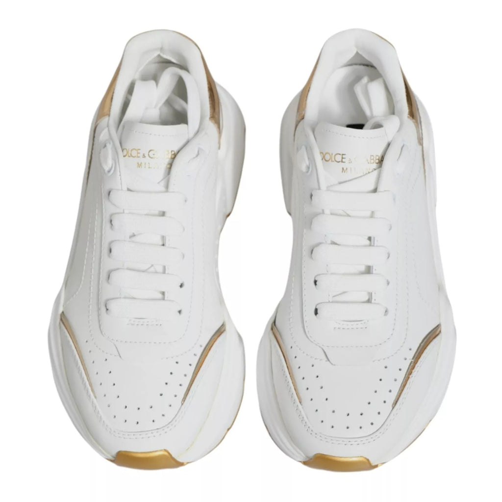 Dolce & Gabbana Weiß Gold Daymaster Low Top Turnschuhe Schuhe