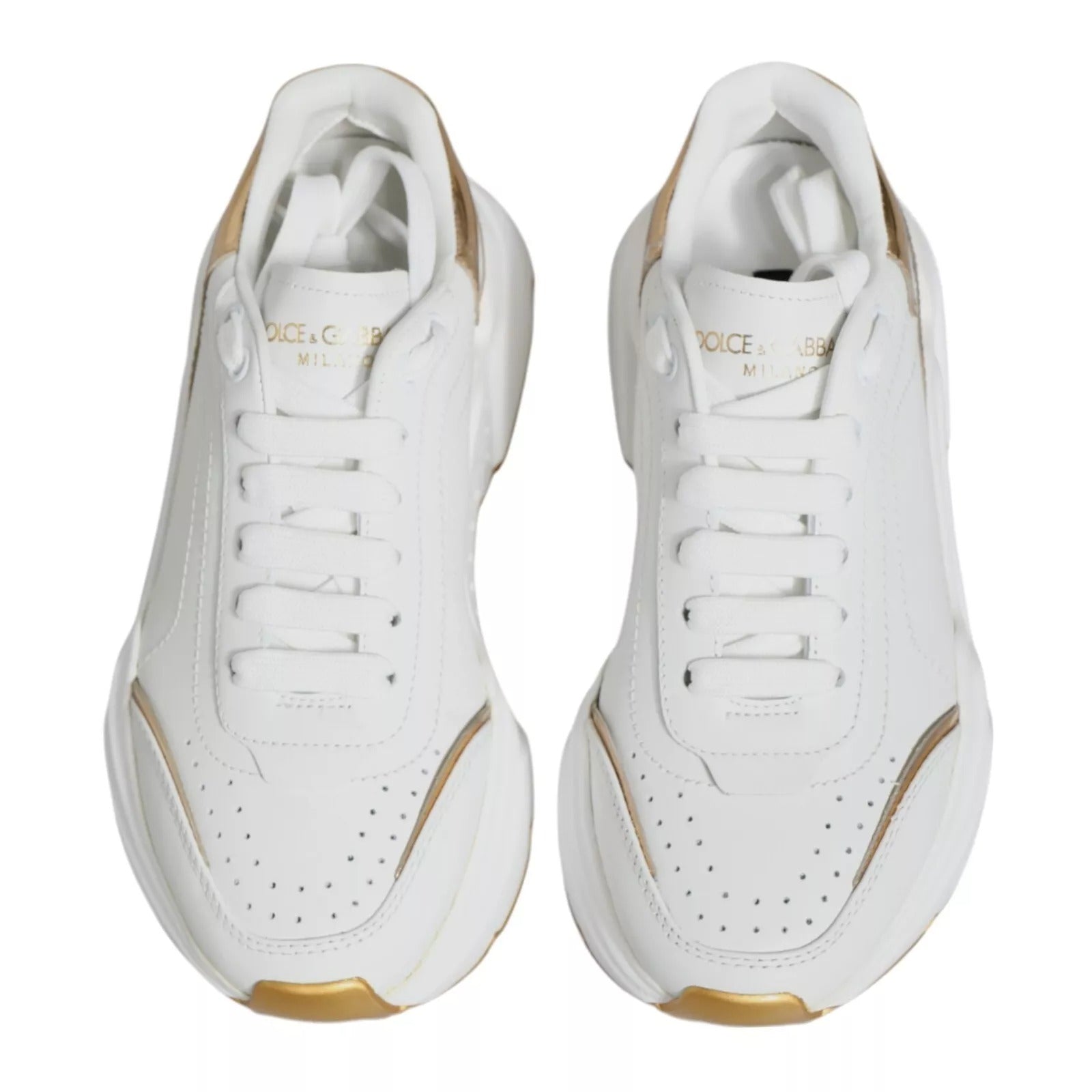 Dolce & Gabbana Weiß Gold Daymaster Low Top Turnschuhe Schuhe