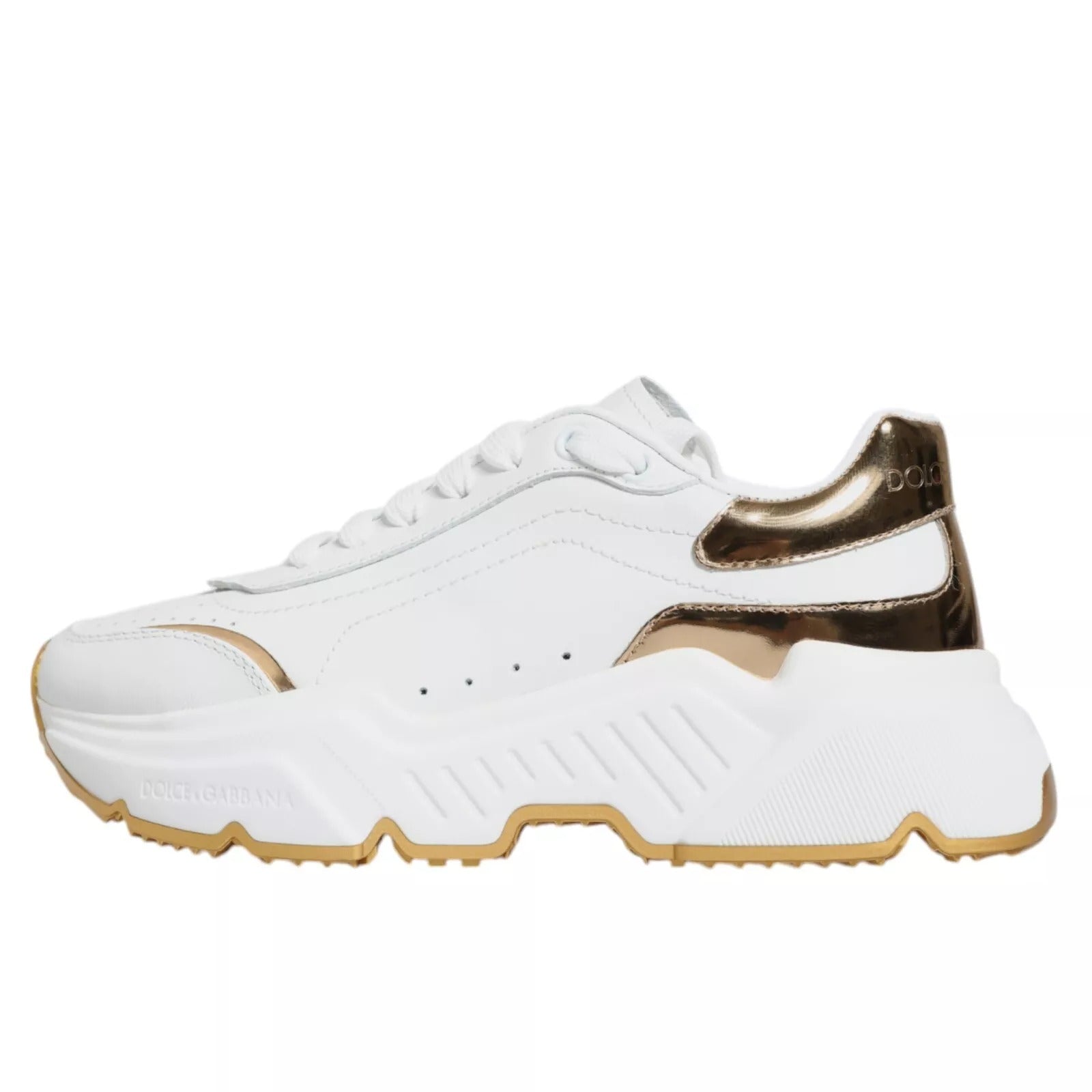 Dolce & Gabbana Weiß Gold Daymaster Low Top Turnschuhe Schuhe