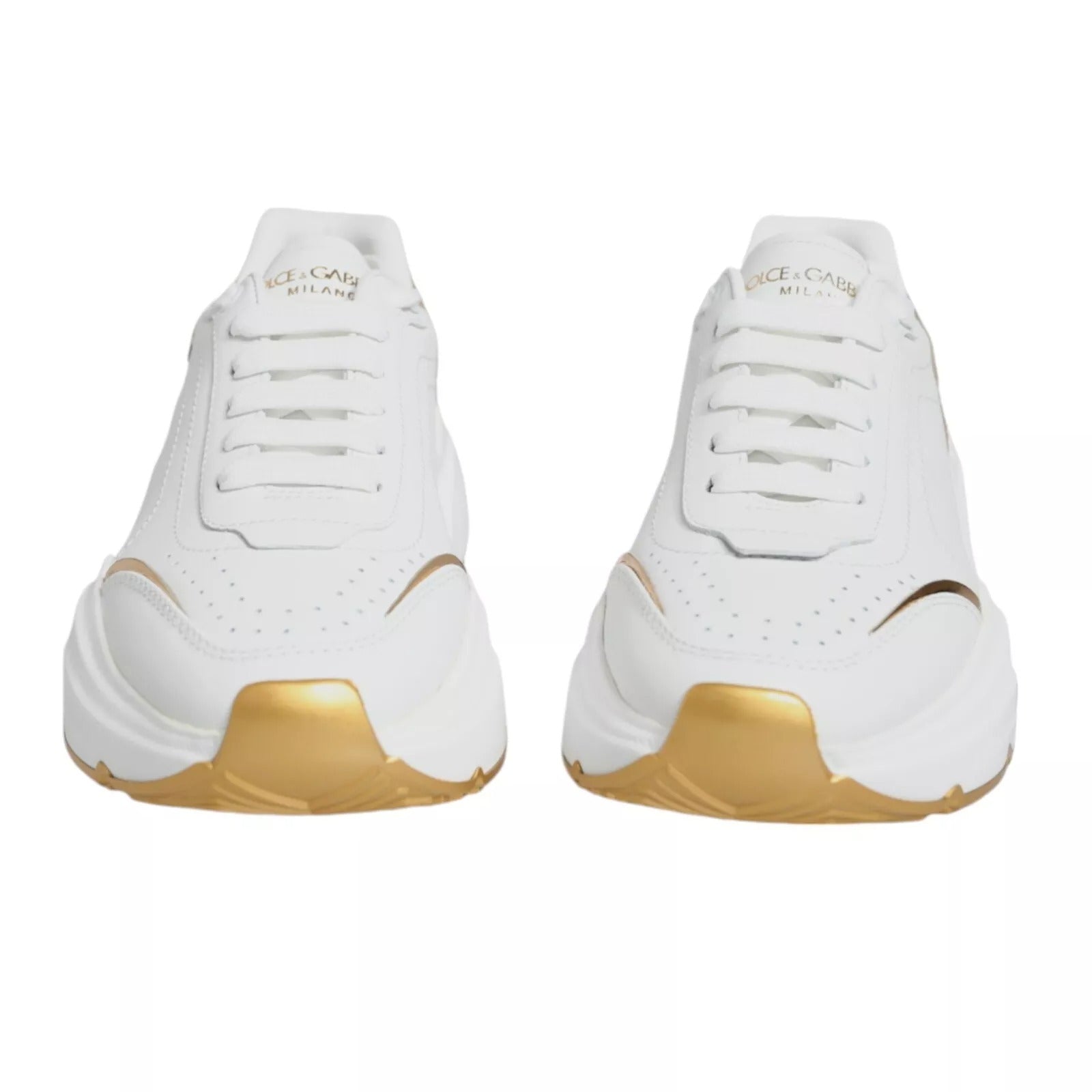 Dolce & Gabbana Weiß Gold Daymaster Low Top Turnschuhe Schuhe
