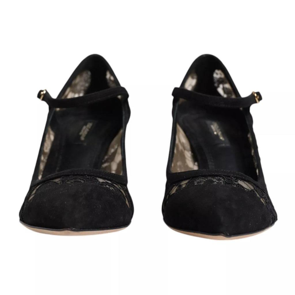 Dolce & Gabbana Schwarz Mary Jane Taormina Spitze Pumps Schuhe
