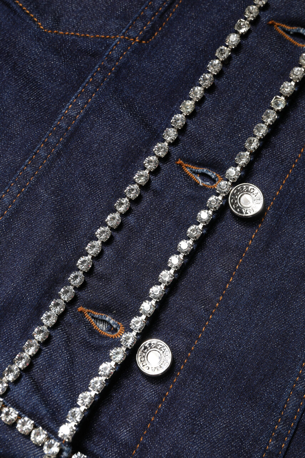 Dolce & Gabbana Blue Denim Cotton Crystal Embellished Jacket