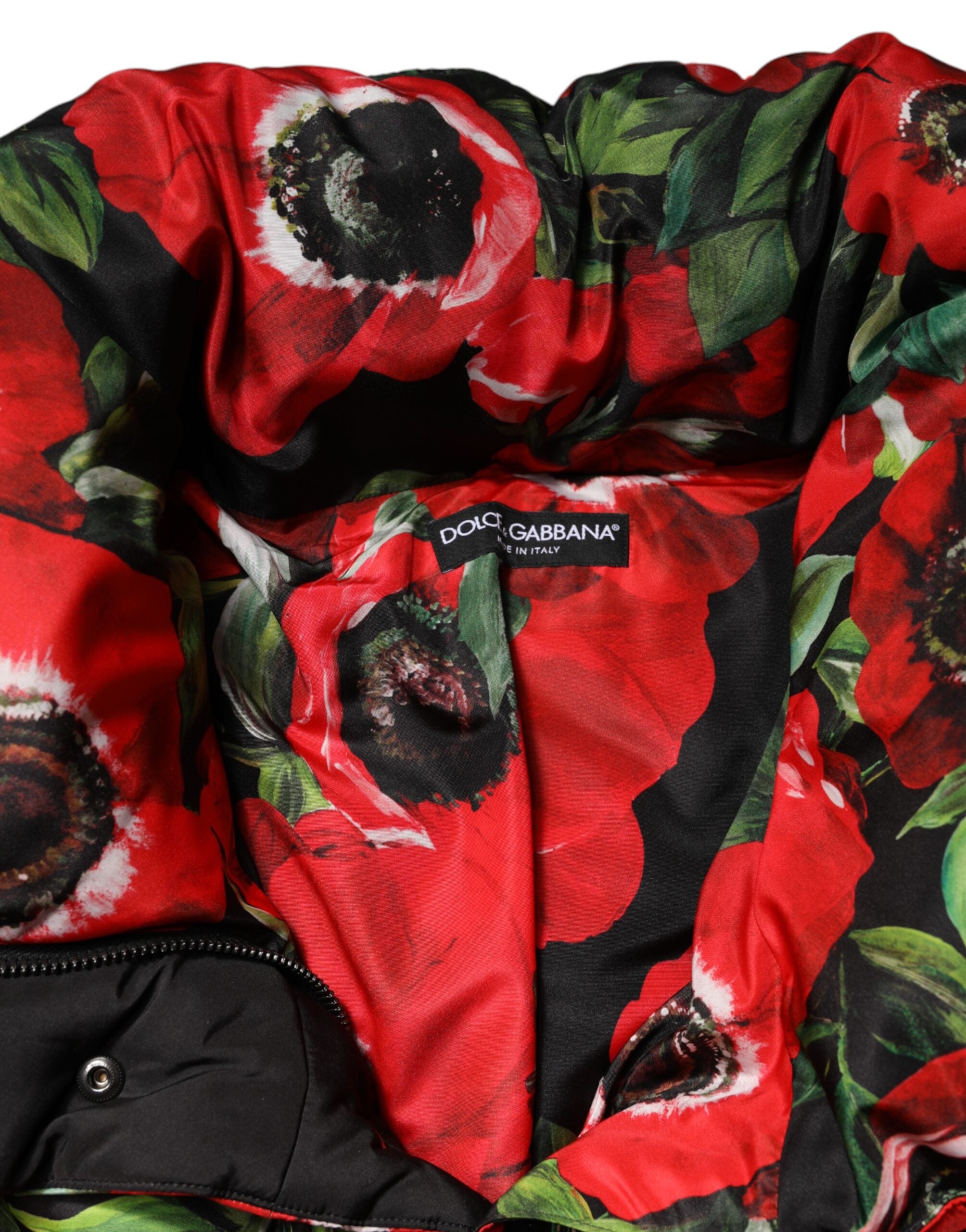 Dolce & Gabbana Gefütterte Jacke mit mehrfarbigem Blumenmuster und Reißverschluss
