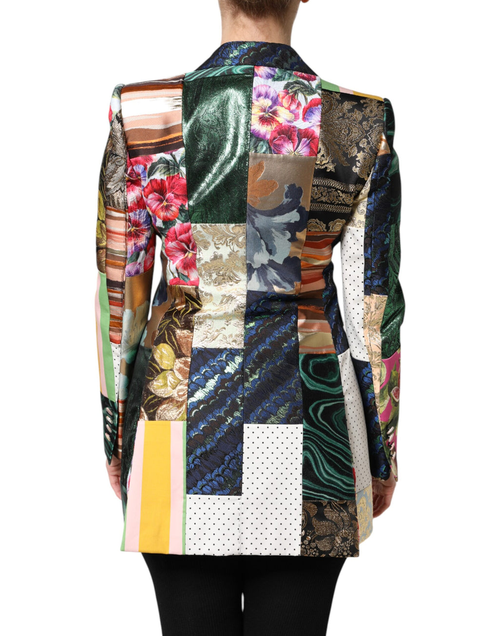 Dolce & Gabbana Multicolor Blumen-Patchwork Jacquard-Jacke