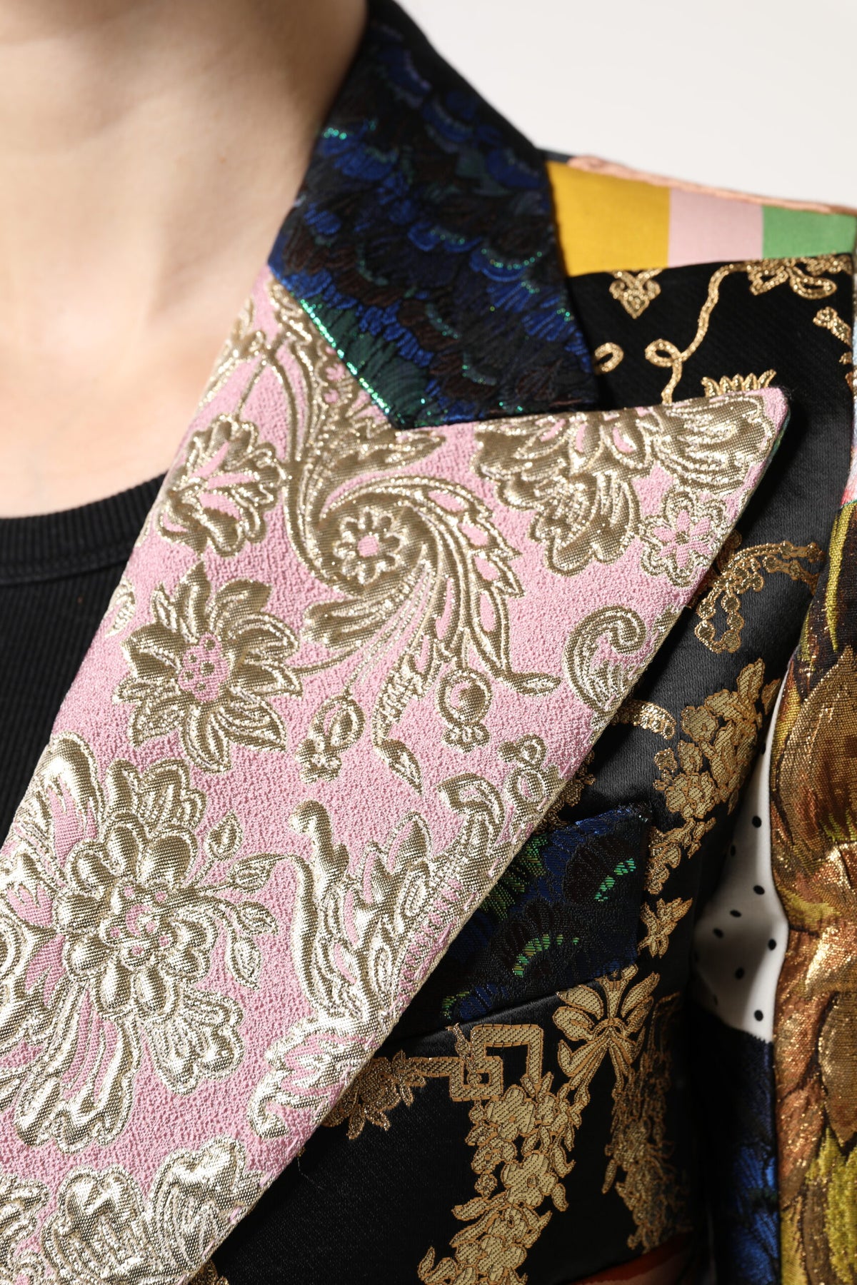 Dolce & Gabbana Multicolor Blumen-Patchwork Jacquard-Jacke