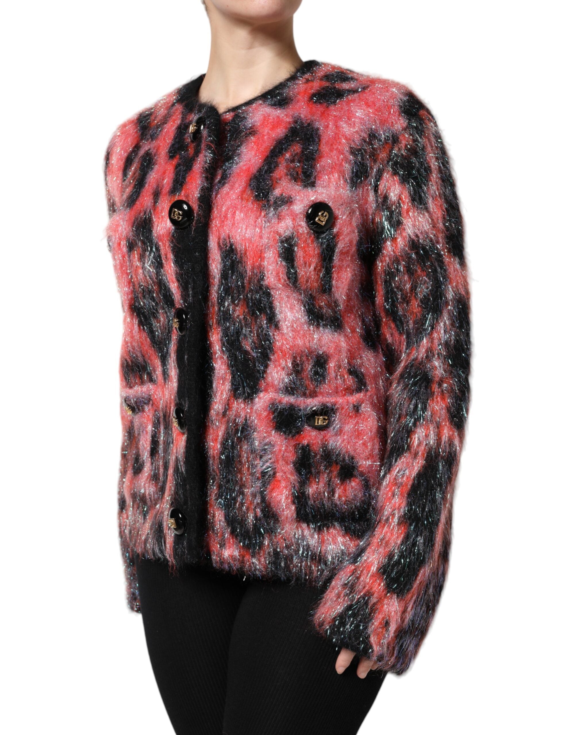 Dolce & Gabbana Roter Mohair-Woll-Cardigan mit Knopfleiste
