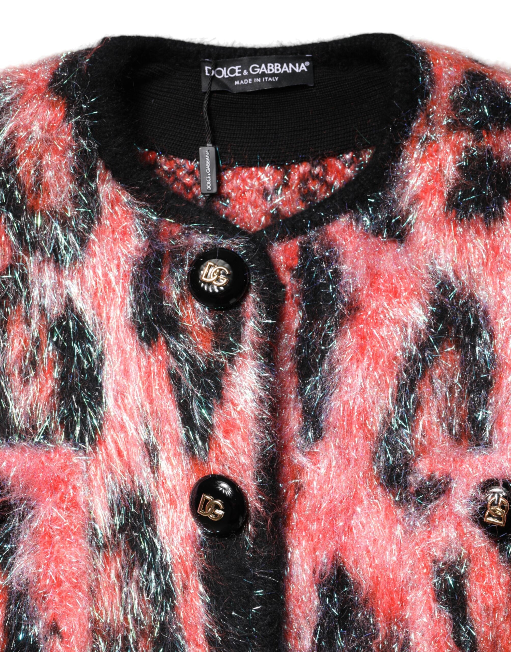 Dolce & Gabbana Roter Mohair-Woll-Cardigan mit Knopfleiste
