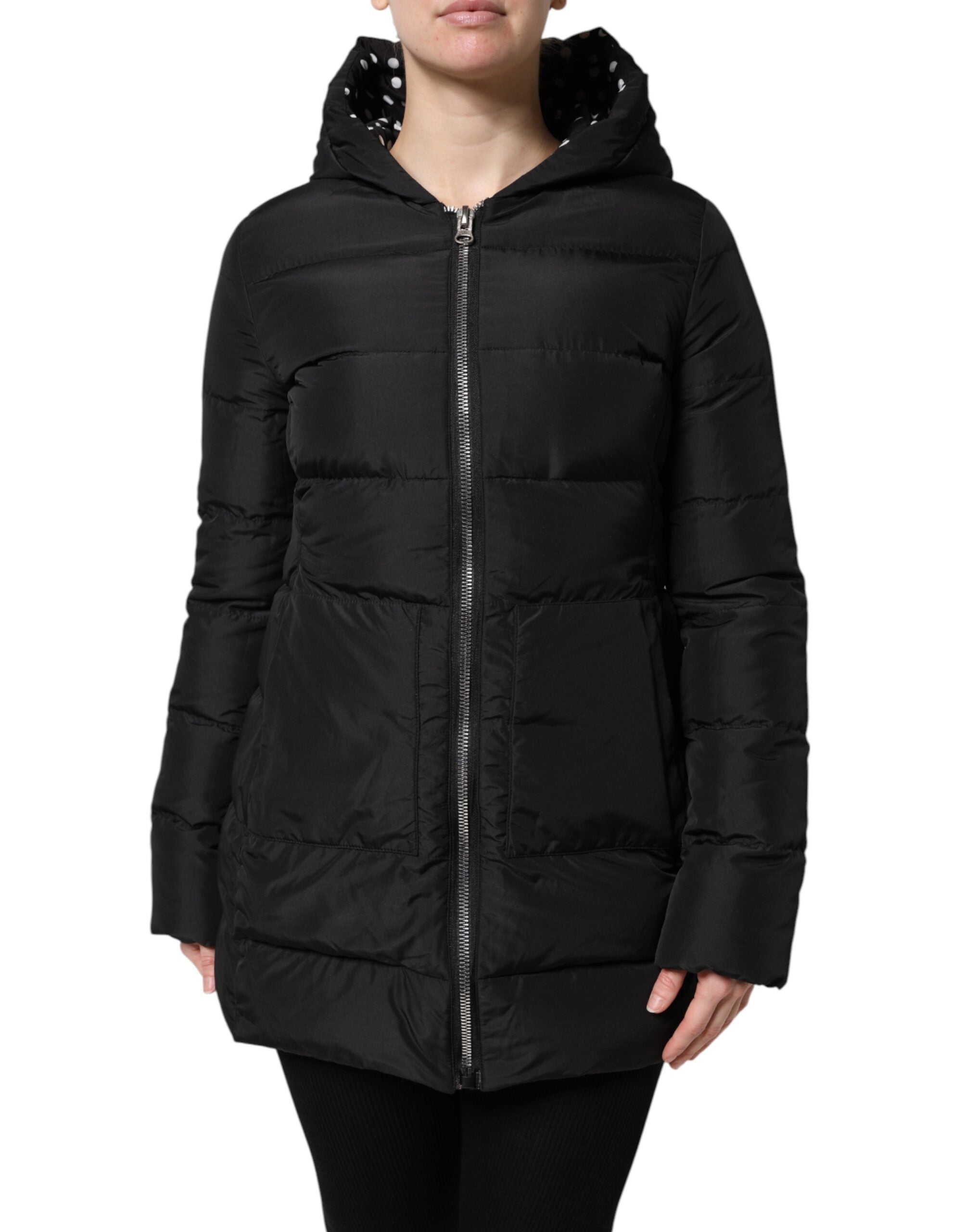 Dolce & Gabbana Schwarze Kapuzenpulli-Zip-Wendejacke