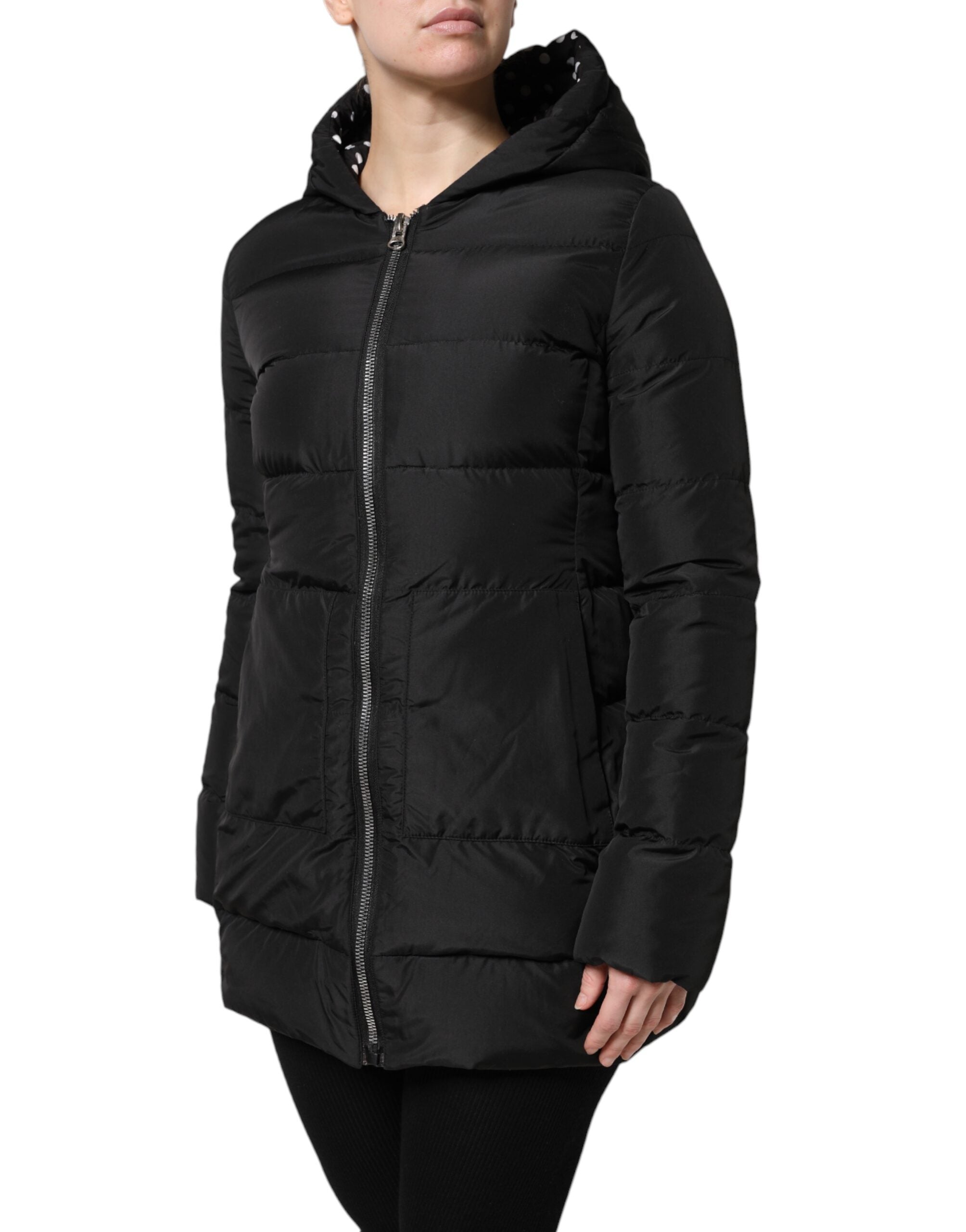 Dolce & Gabbana Schwarze Kapuzenpulli-Zip-Wendejacke