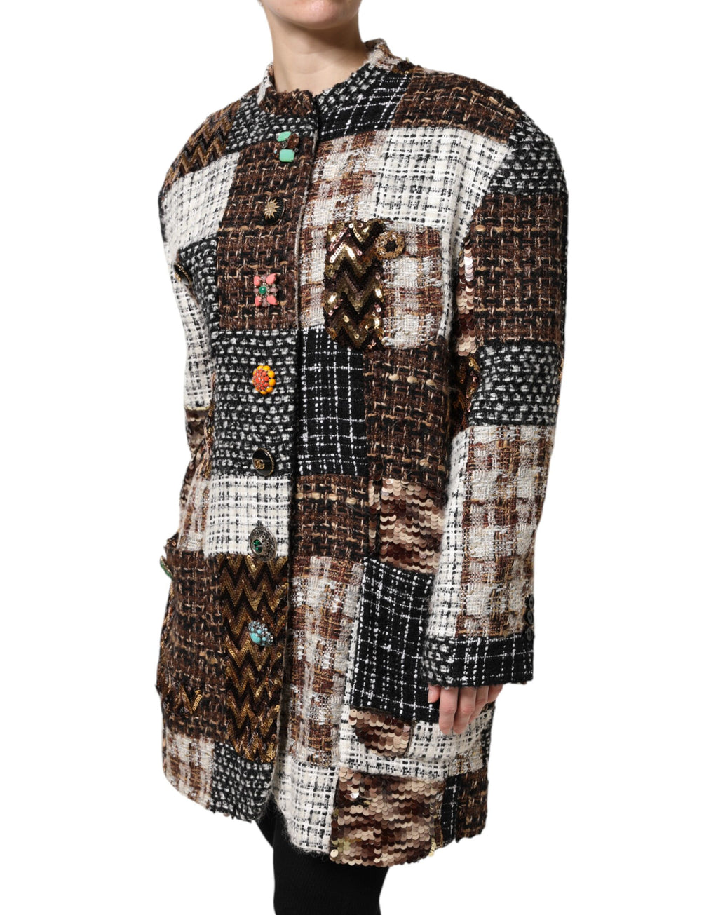 Dolce & Gabbana Multicolor Patchwork-Jacke mit Knopfleiste