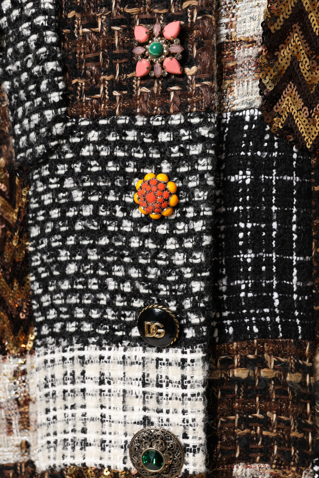 Dolce & Gabbana Multicolor Patchwork-Jacke mit Knopfleiste