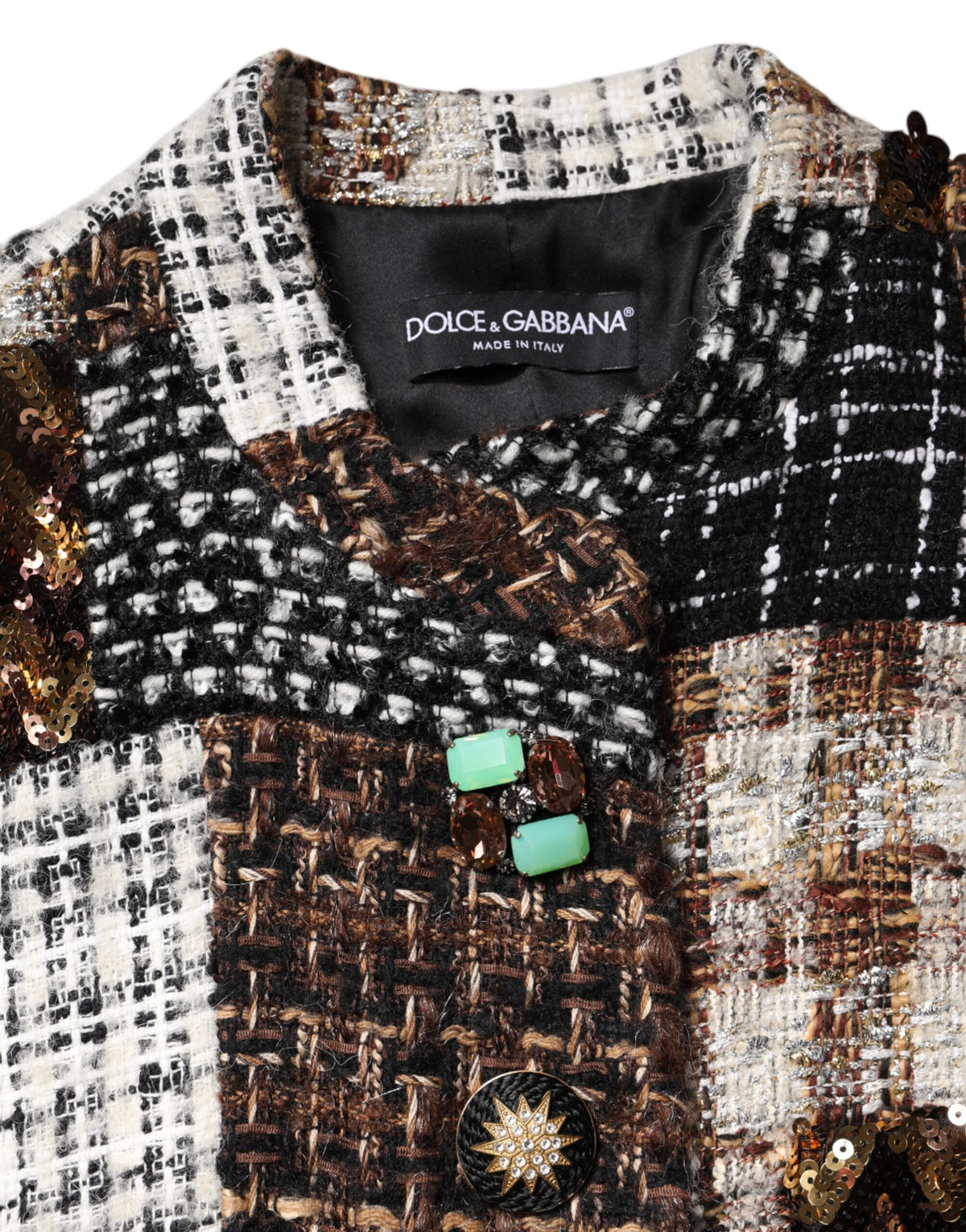 Dolce & Gabbana Multicolor Patchwork-Jacke mit Knopfleiste