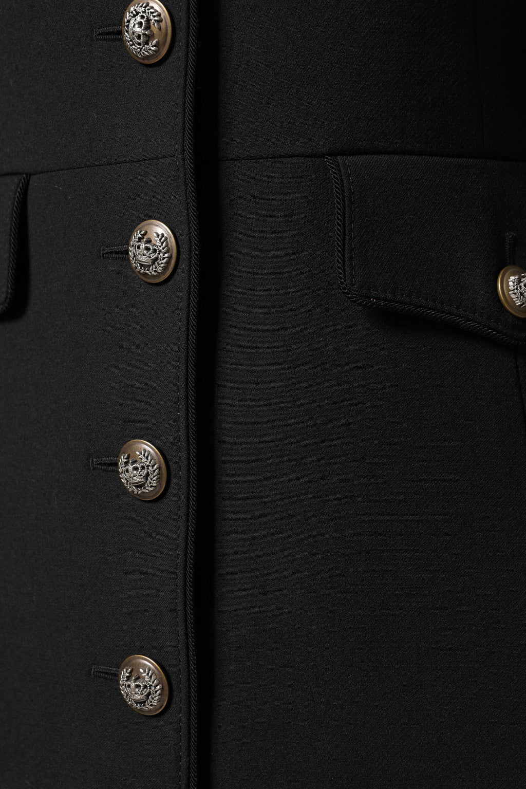 Dolce & Gabbana Schwarzer einreihiger Trenchcoat aus Wolle