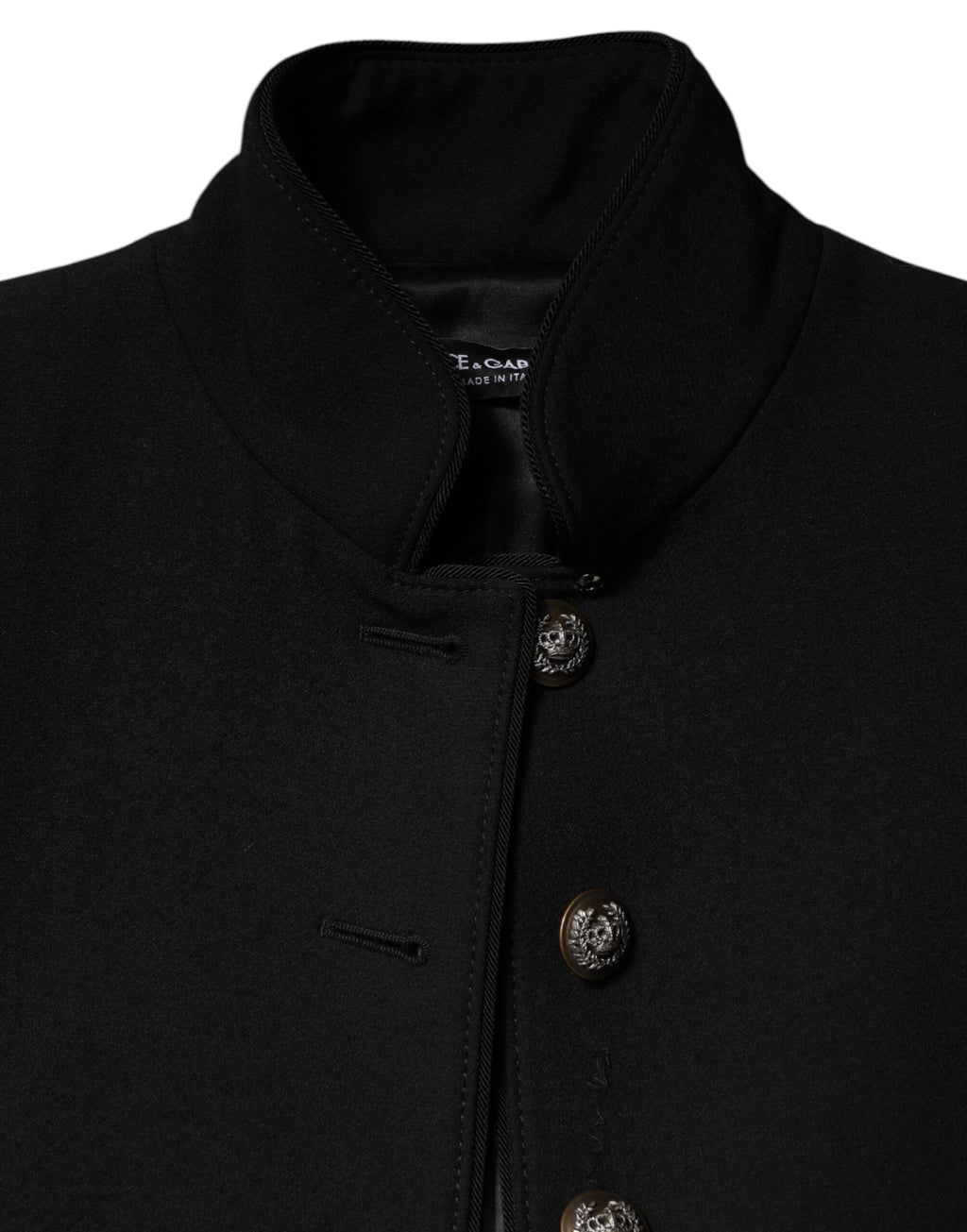 Dolce & Gabbana Schwarzer einreihiger Trenchcoat aus Wolle