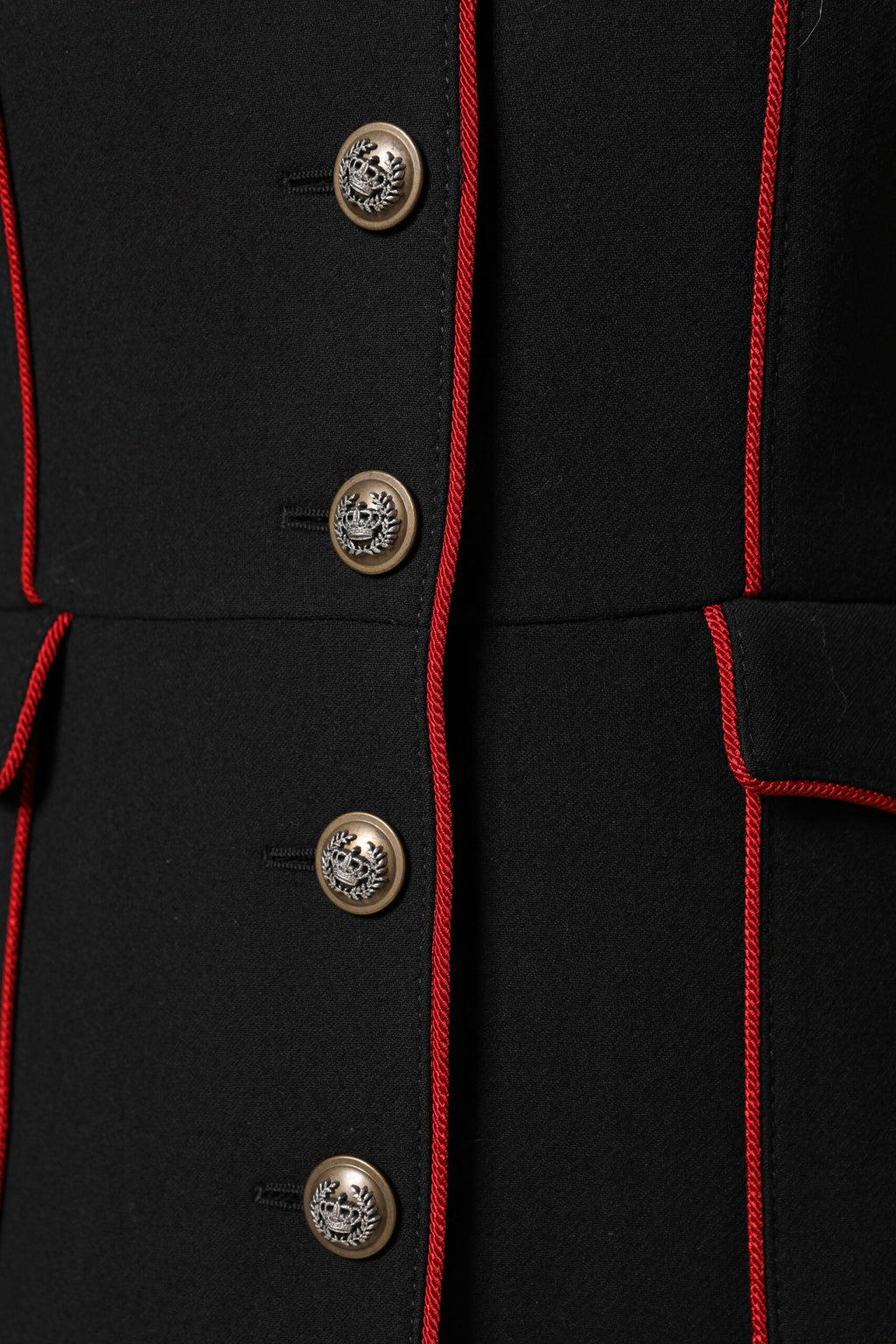 Dolce & Gabbana Schwarzer einreihiger Trenchcoat aus Wolle