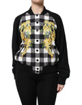Dolce & Gabbana Jacke mit Blumenmuster und Karomuster in Schwarz-Weiß mit Knopfleiste