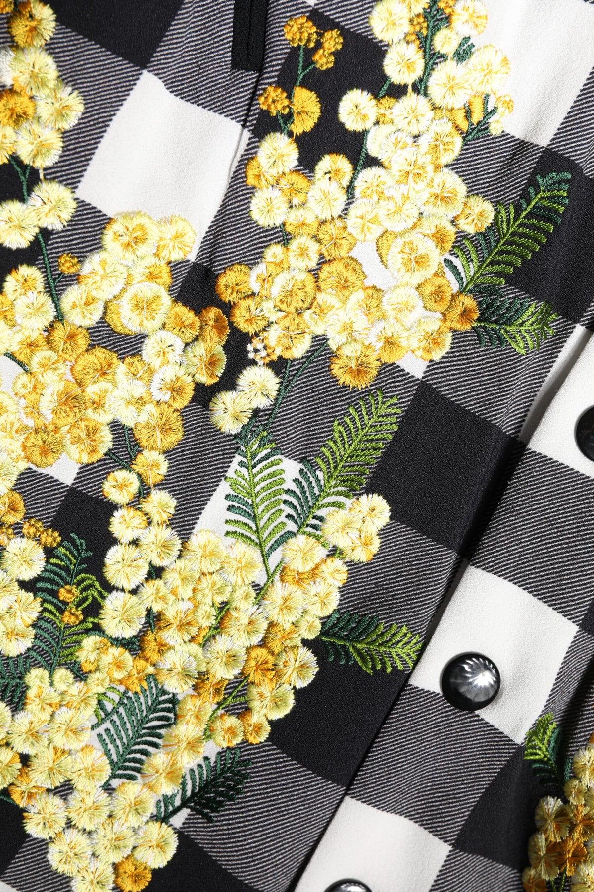 Dolce & Gabbana Jacke mit Blumenmuster und Karomuster in Schwarz-Weiß mit Knopfleiste