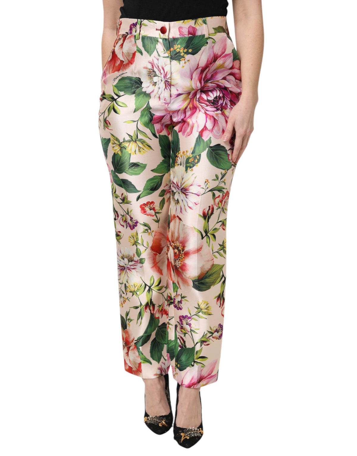 Dolce & Gabbana Multikleurige Rechte Broek Met Hoge Taille En Bloemenprint