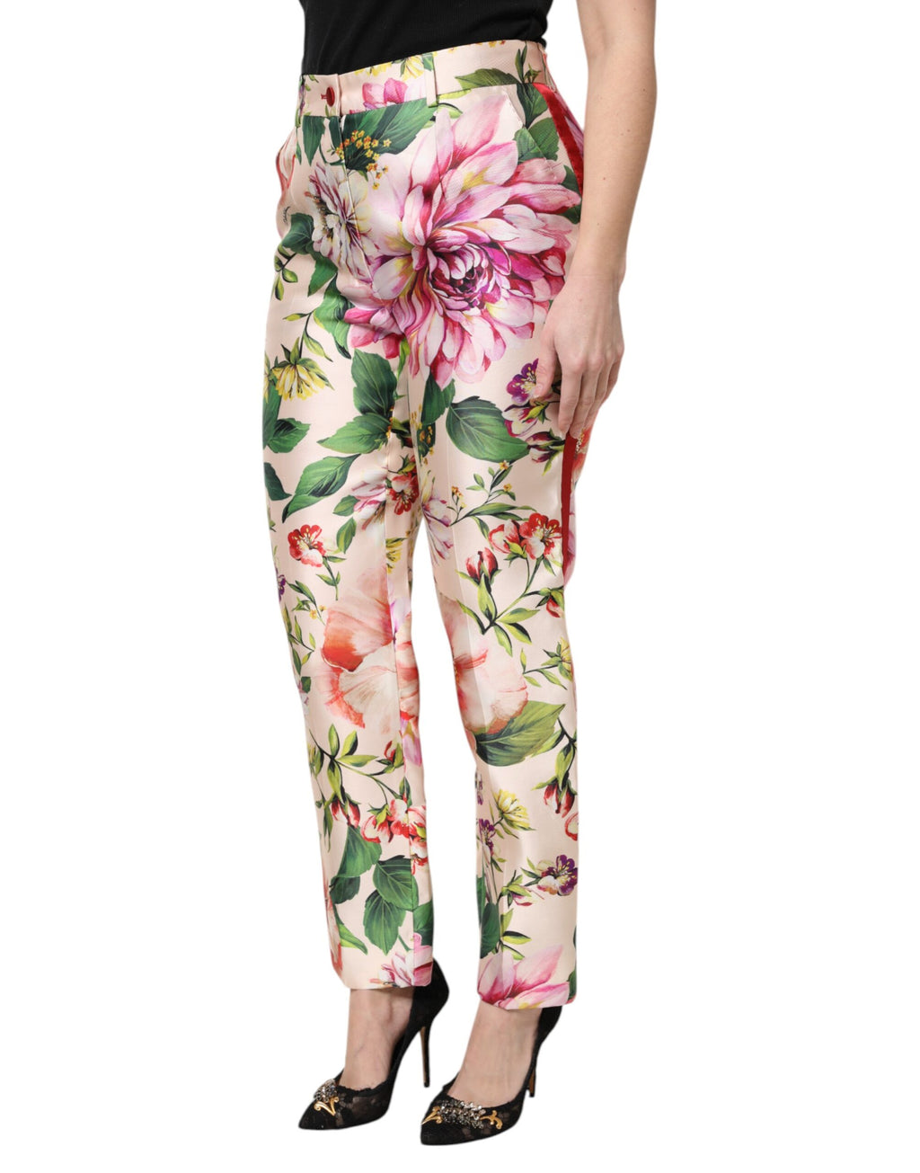 Dolce & Gabbana Multikleurige Rechte Broek Met Hoge Taille En Bloemenprint