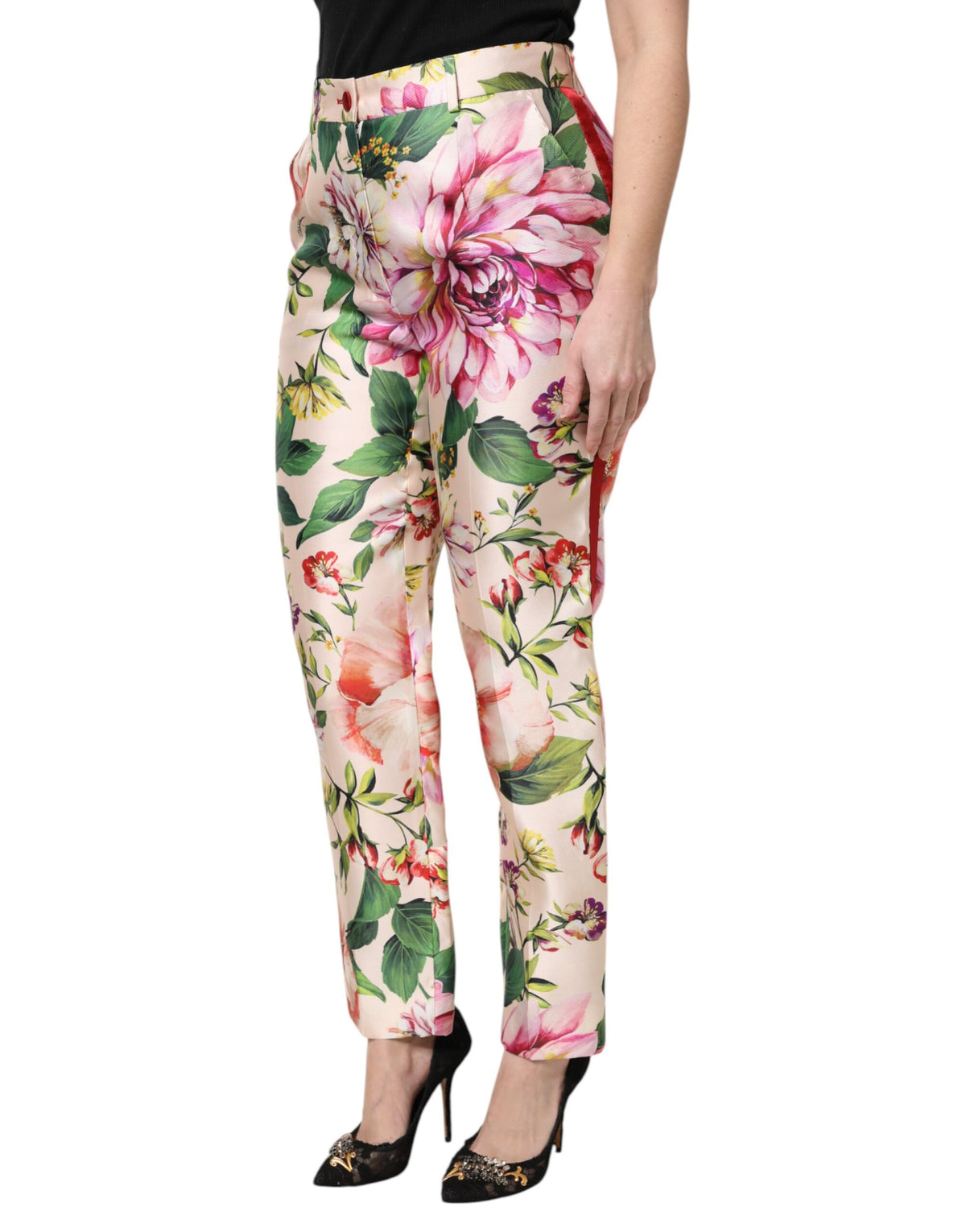 Dolce & Gabbana Multikleurige Rechte Broek Met Hoge Taille En Bloemenprint