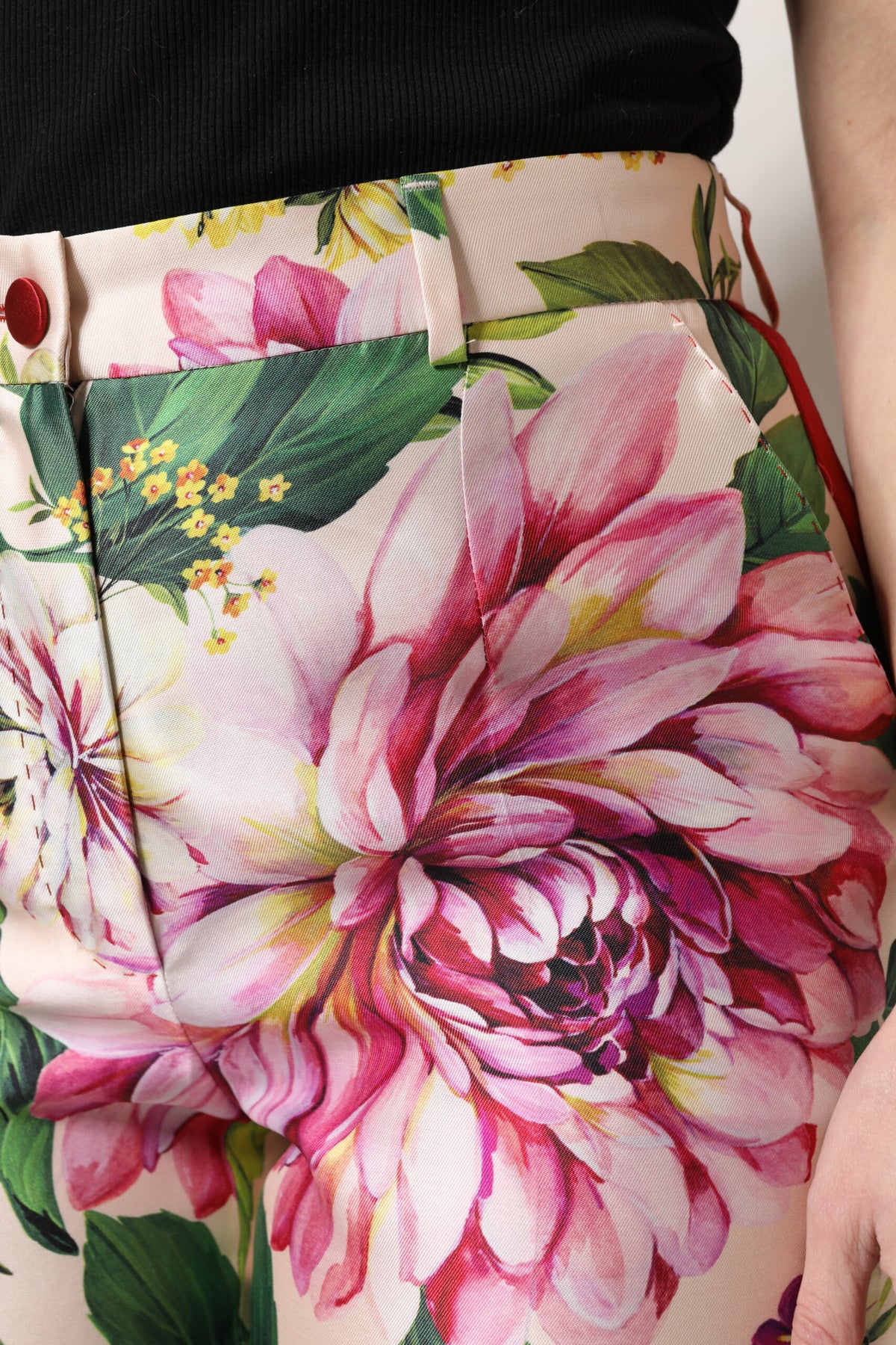 Dolce & Gabbana Multikleurige Rechte Broek Met Hoge Taille En Bloemenprint