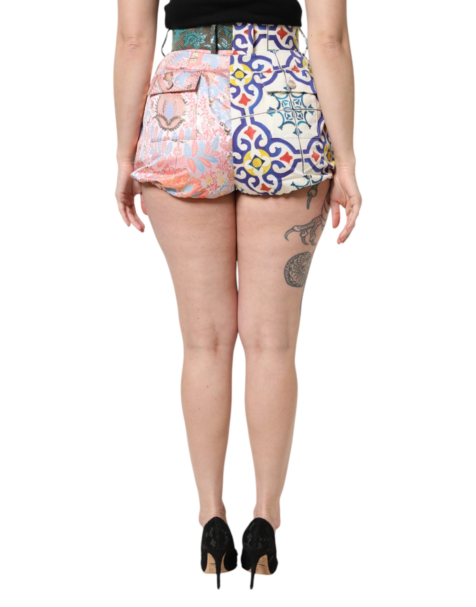 Dolce & Gabbana Multicolor Hohe Taille Frauen Hot Pants Shorts