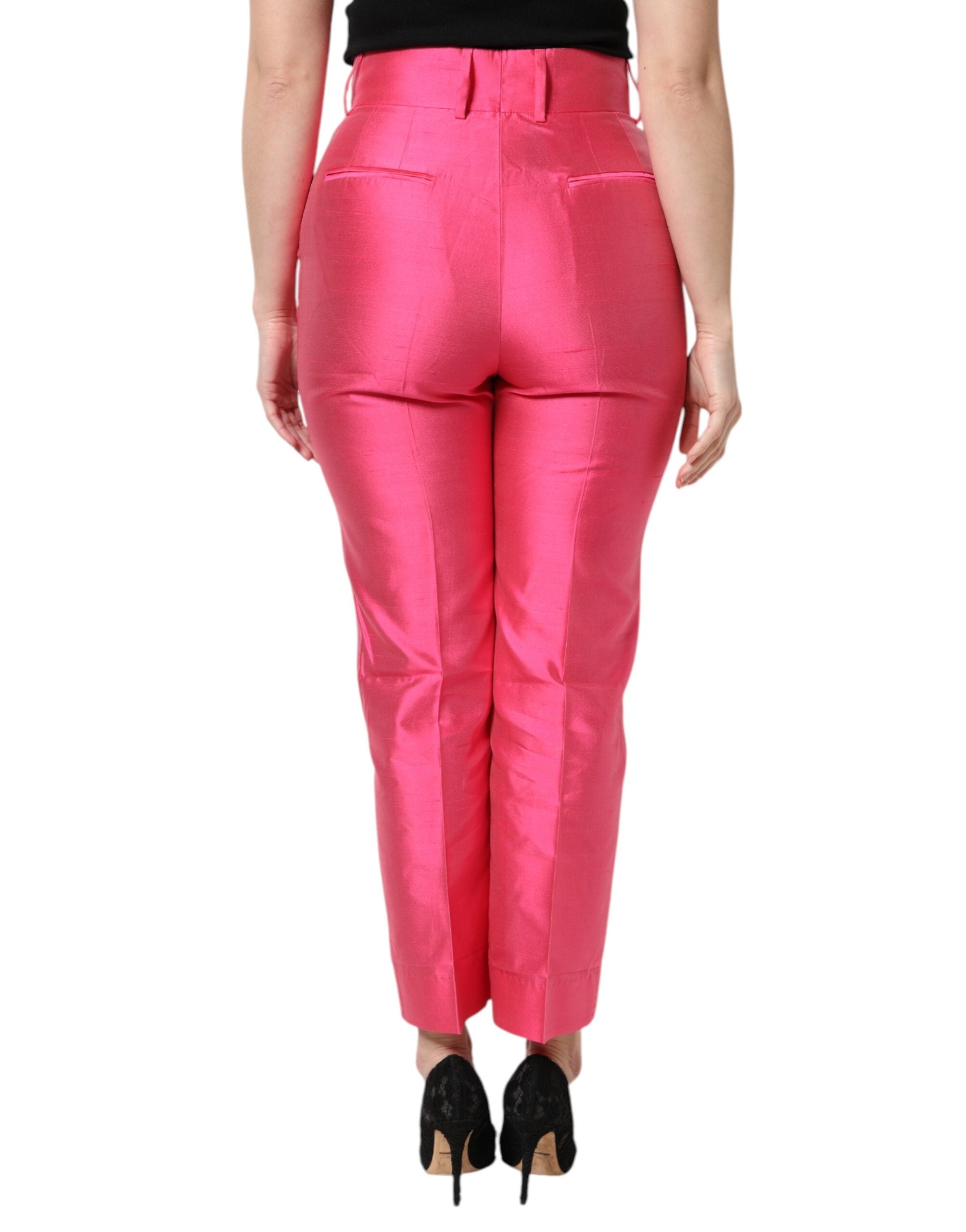 Dolce & Gabbana Rosa Seidenhose mit hoher Taille