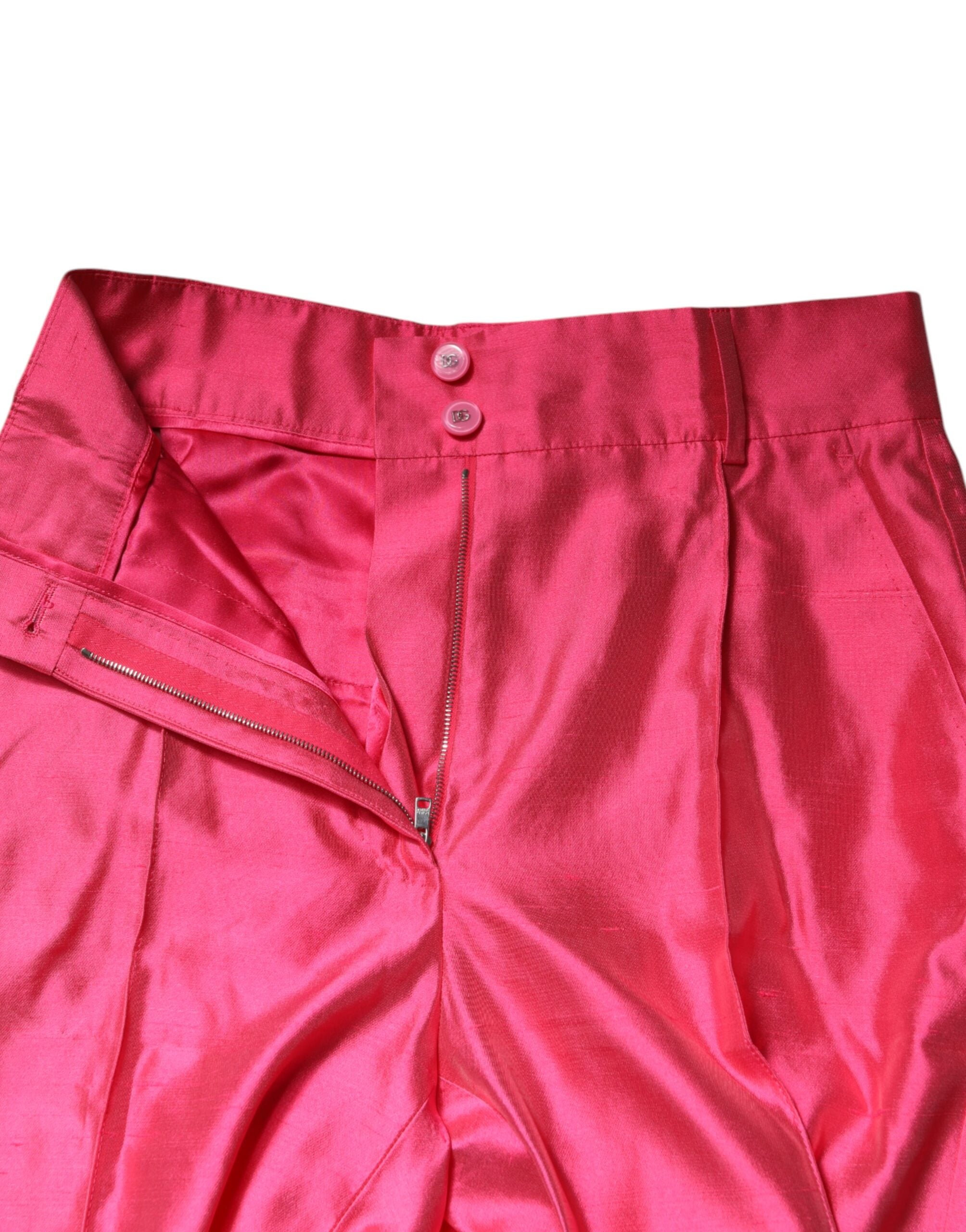 Dolce & Gabbana Rosa Seidenhose mit hoher Taille