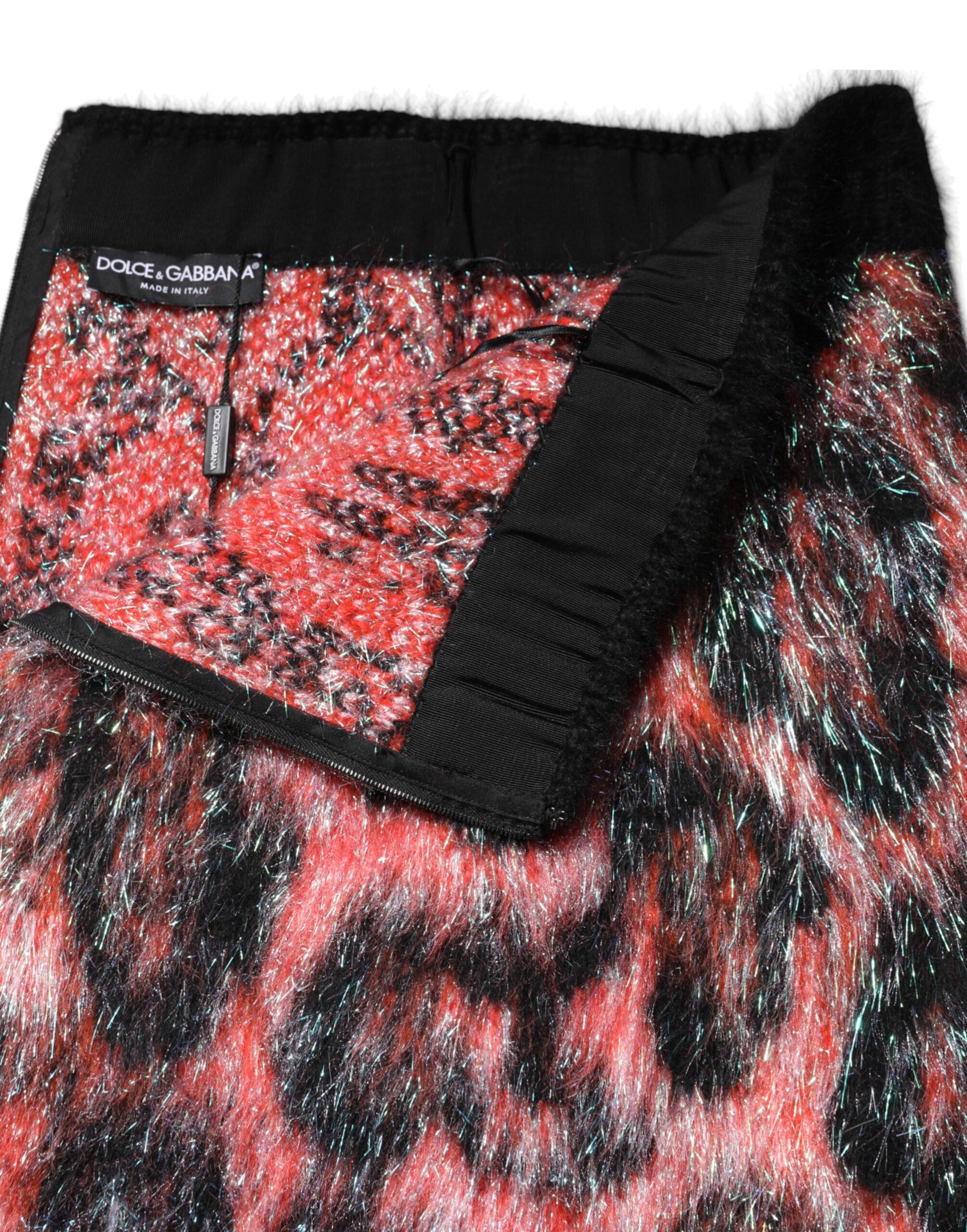 Dolce & Gabbana Multicolor Plüsch Minirock mit hoher Taille