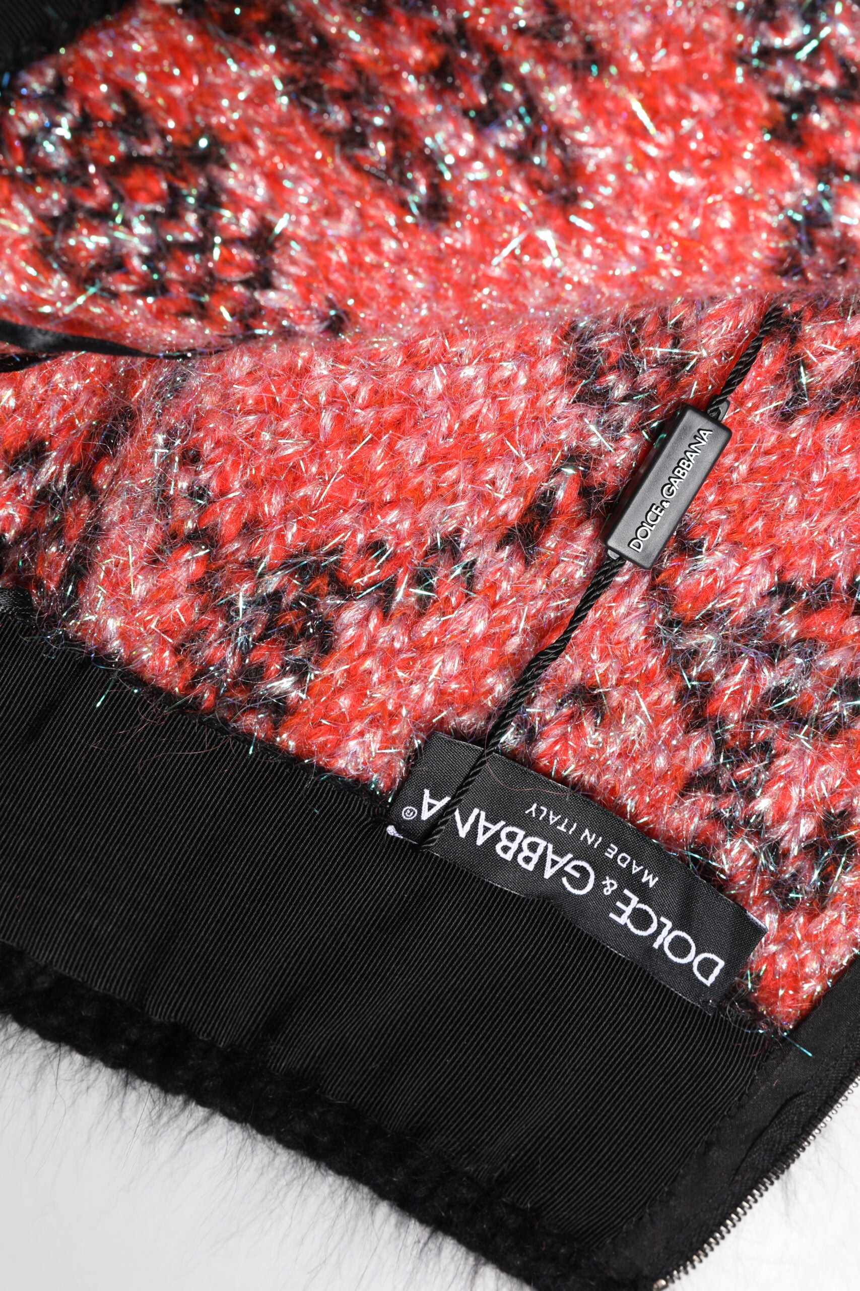 Dolce & Gabbana Multicolor Plüsch Minirock mit hoher Taille