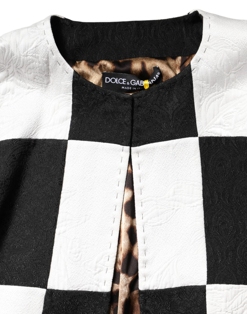 Dolce & Gabbana Weiß Schwarz Patchwork Jacquard-Blazerjacke