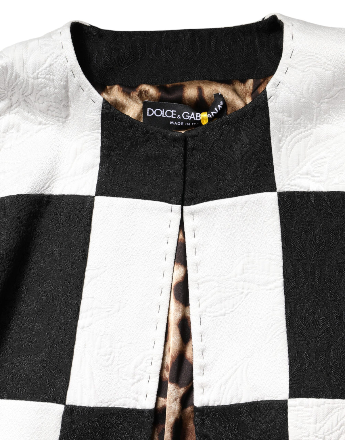 Dolce & Gabbana Weiß Schwarz Patchwork Jacquard-Blazerjacke