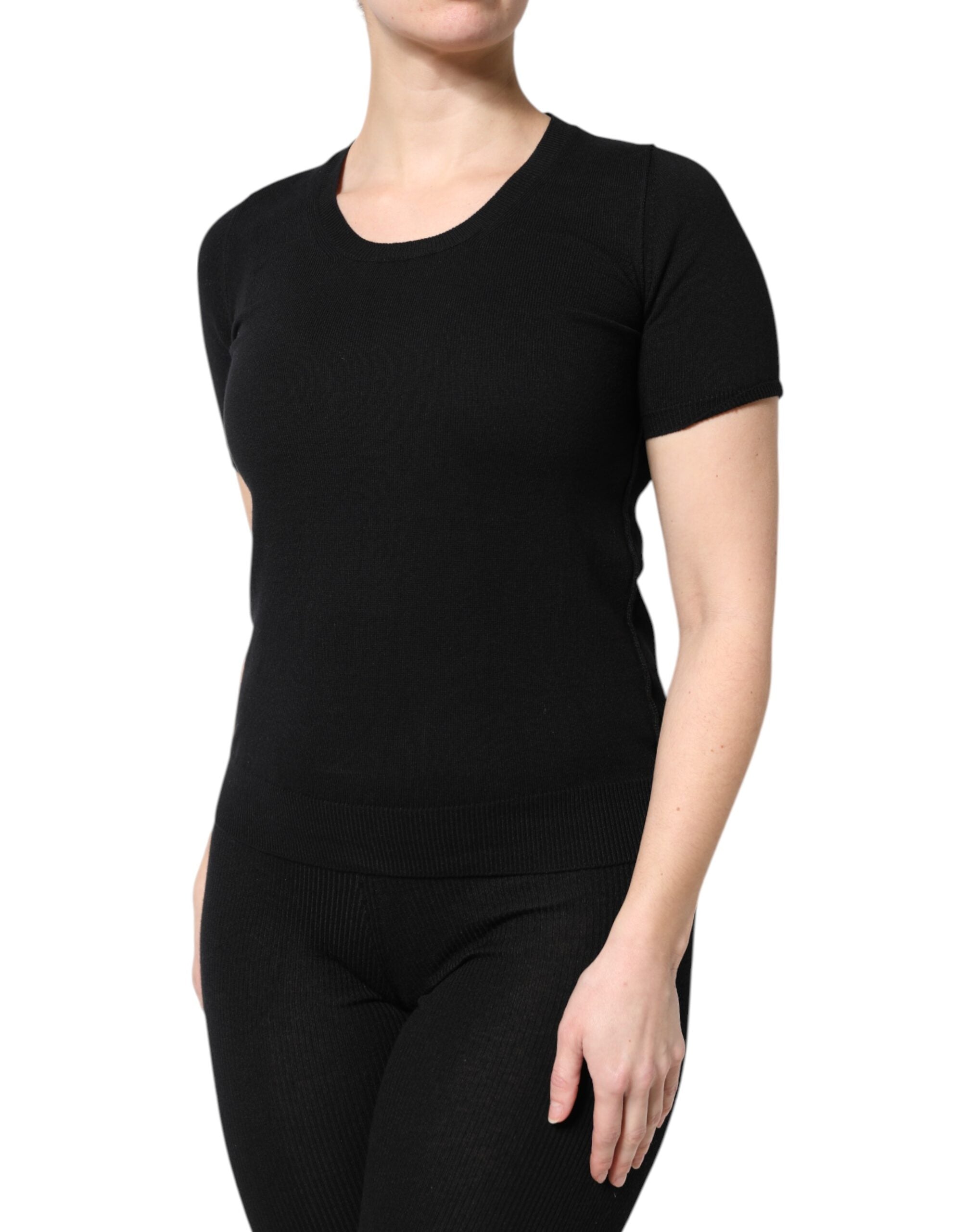Dolce & Gabbana Schwarzes Baumwoll-T-Shirt mit Rundhalsausschnitt und kurzen Ärmeln