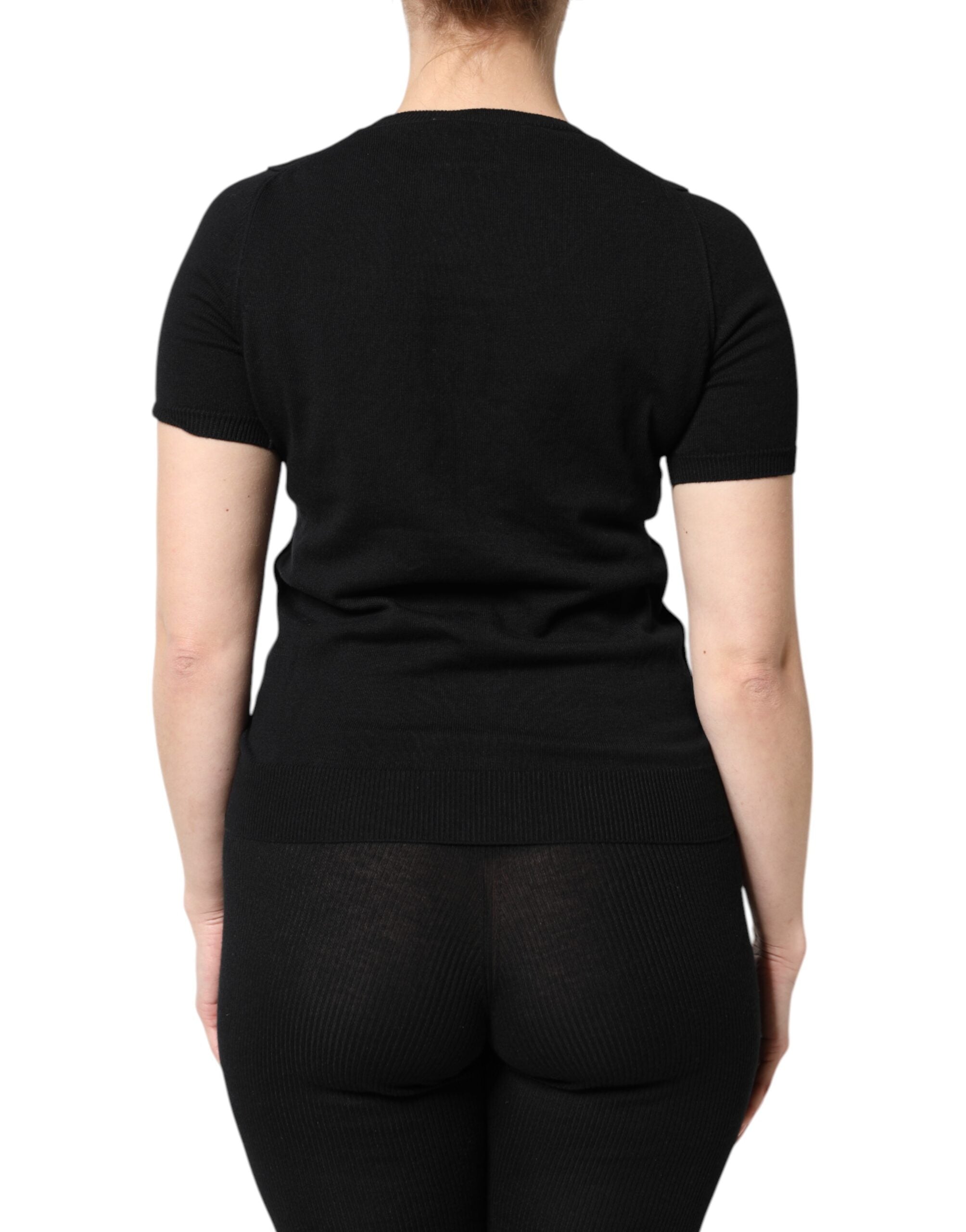 Dolce & Gabbana Schwarzes Baumwoll-T-Shirt mit Rundhalsausschnitt und kurzen Ärmeln