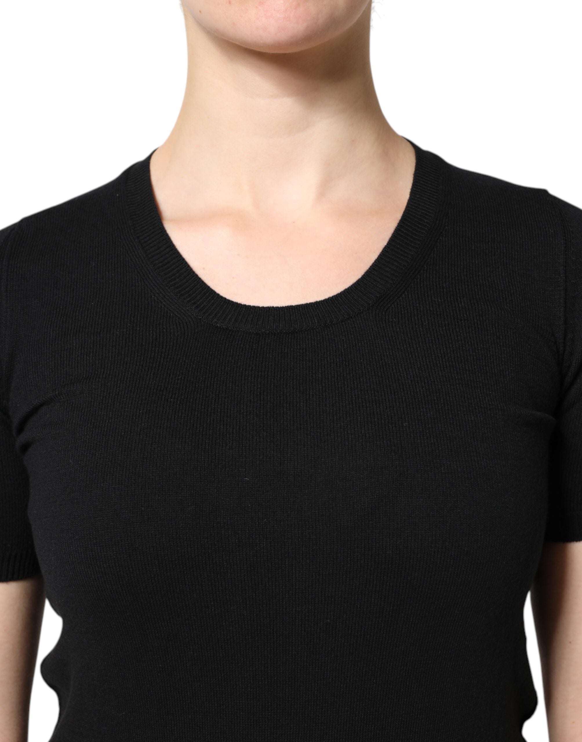 Dolce & Gabbana Schwarzes Baumwoll-T-Shirt mit Rundhalsausschnitt und kurzen Ärmeln