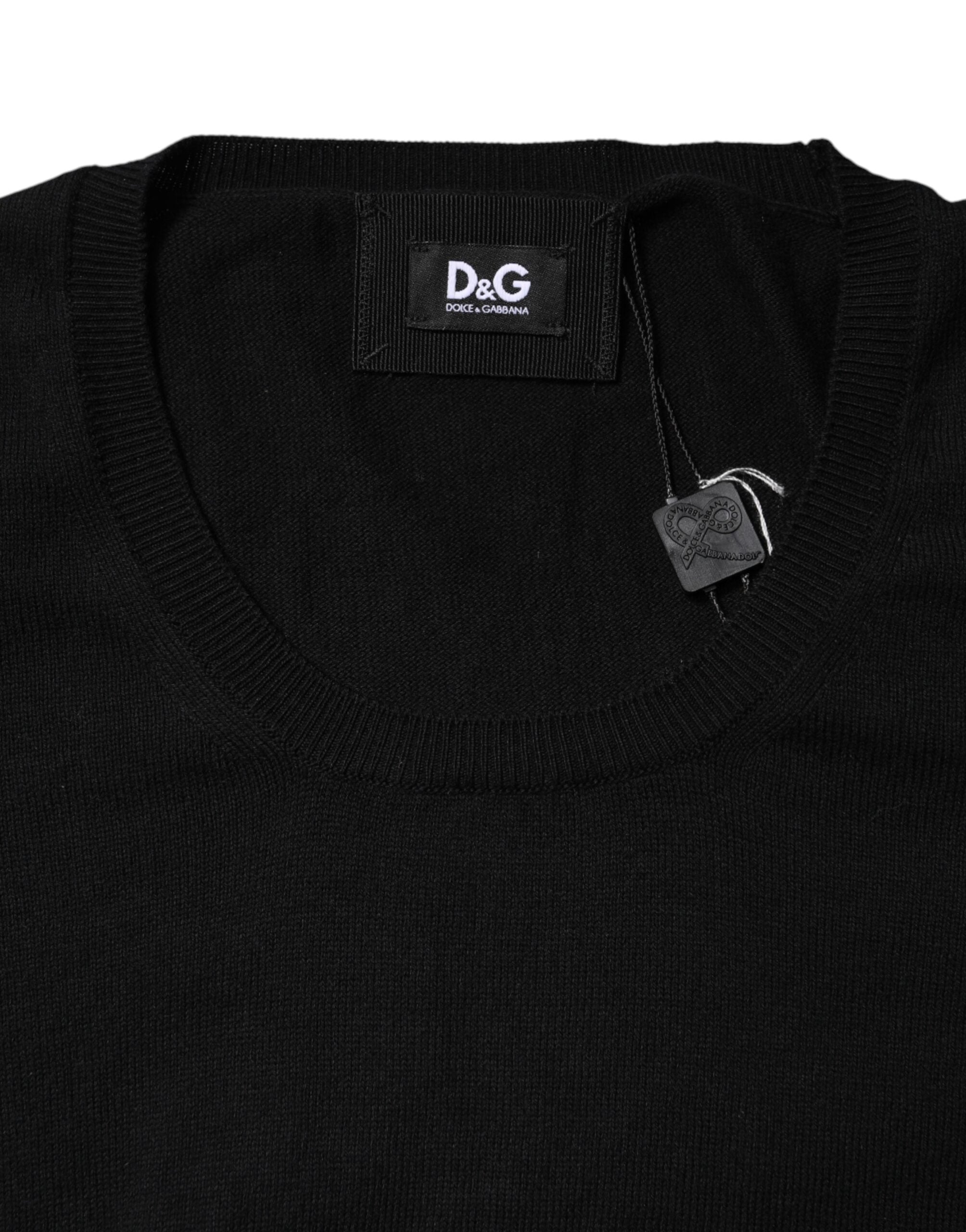 Dolce & Gabbana Schwarzes Baumwoll-T-Shirt mit Rundhalsausschnitt und kurzen Ärmeln