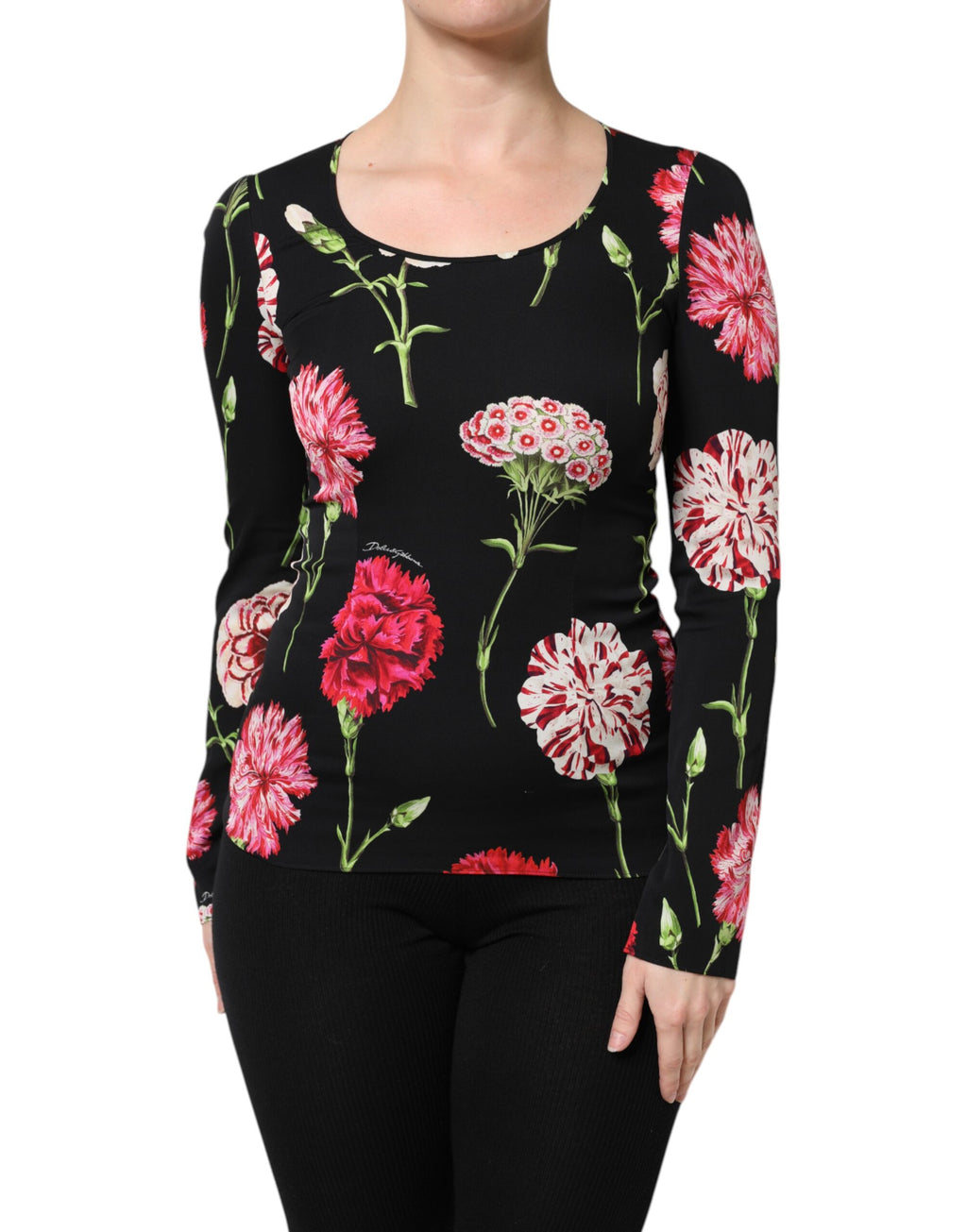 Dolce & Gabbana Schwarze Blumenbluse mit langen Ärmeln für Damen
