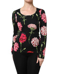 Dolce & Gabbana Schwarze Blumenbluse mit langen Ärmeln für Damen