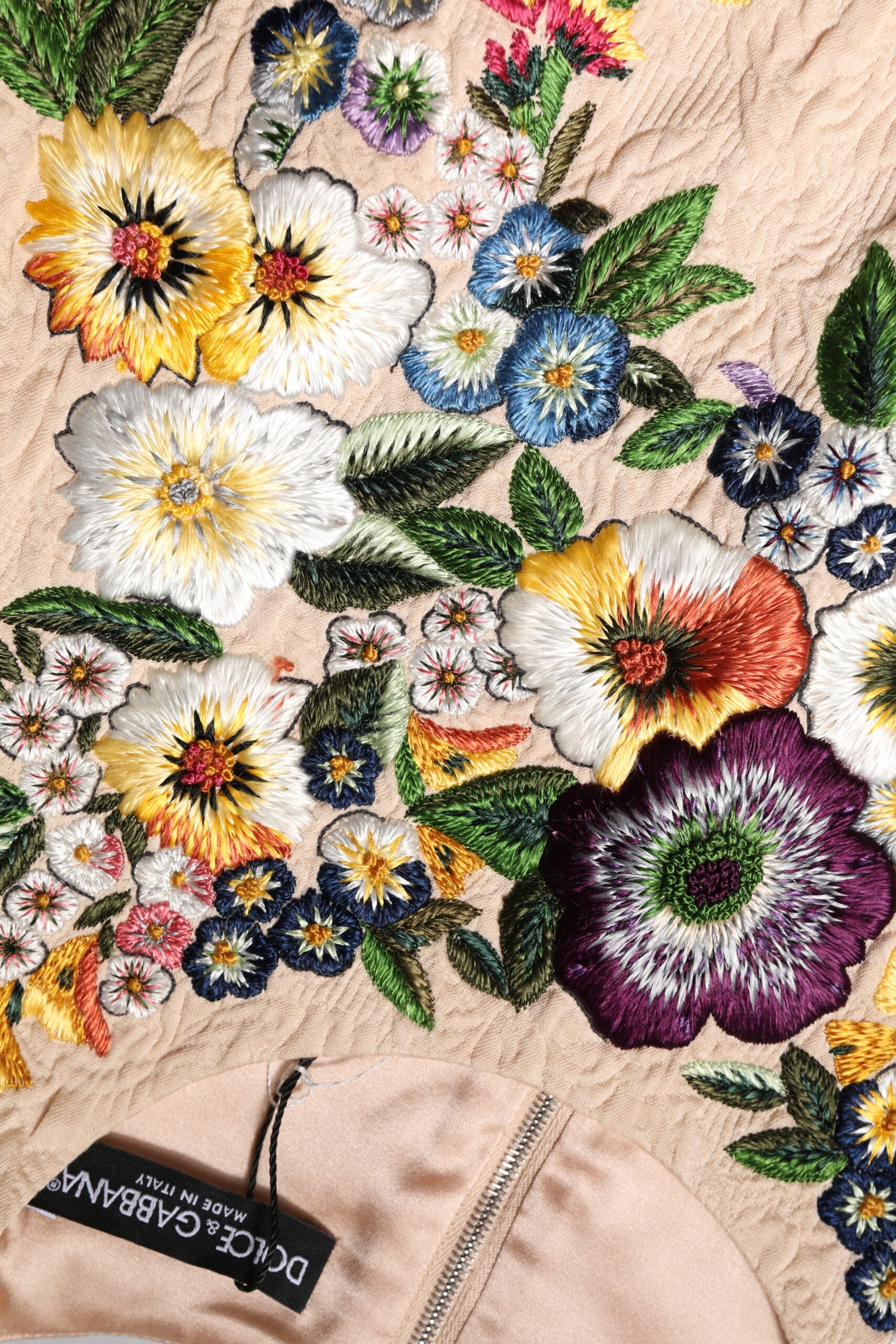 Dolce & Gabbana Beigefarbenes ärmelloses Tank-Top mit Blumenstickerei