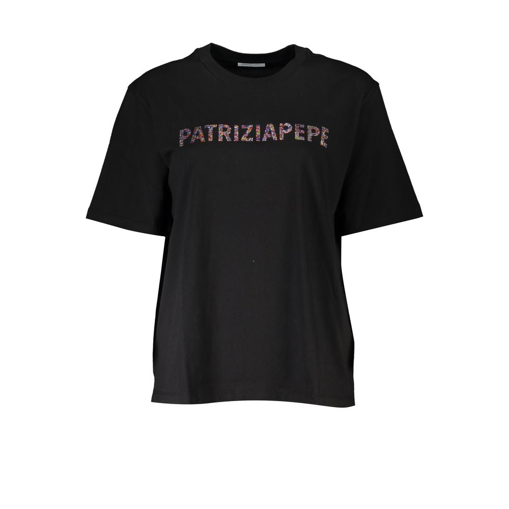Patrizia Pepe Schwarzes Baumwoll-T-Shirt für Frauen