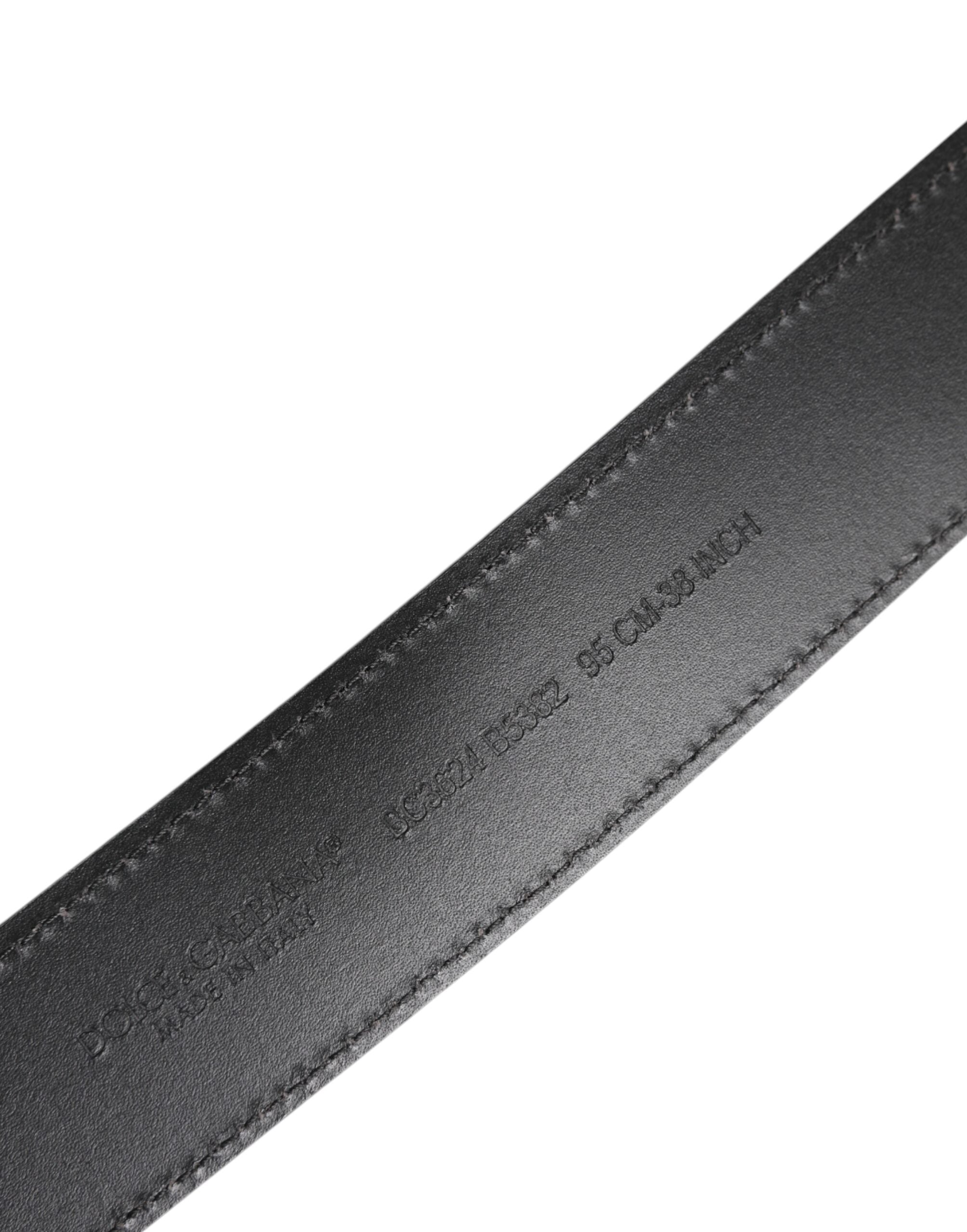 Dolce & Gabbana Schwarzer klassischer silberner Logo-Gürtel mit Metallschnalle