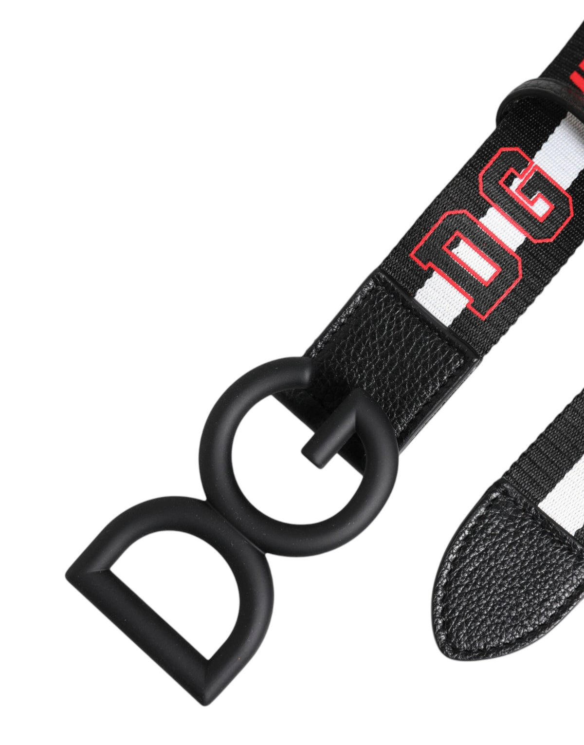 Dolce & Gabbana Schwarzer Polyestergürtel mit Logo-Print und DG-Schnalle