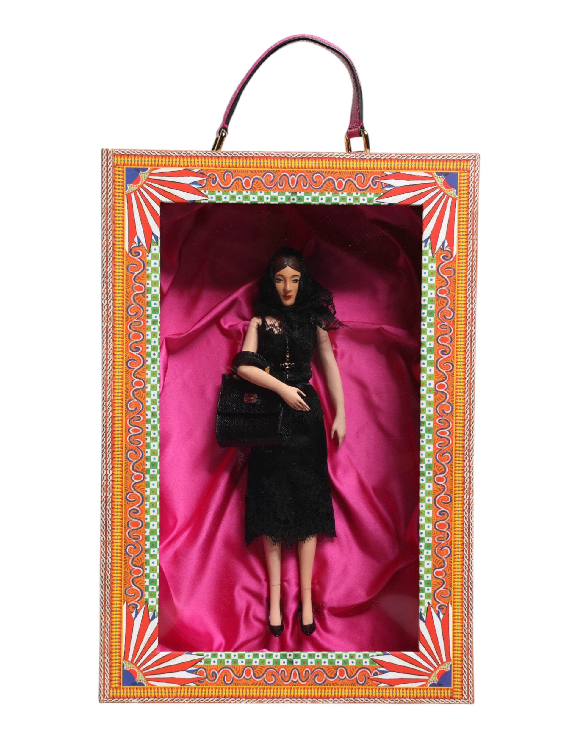 Dolce & Gabbana Schwarzes Kleid Keramik Porzellan Mode Leder Sizilien Puppen