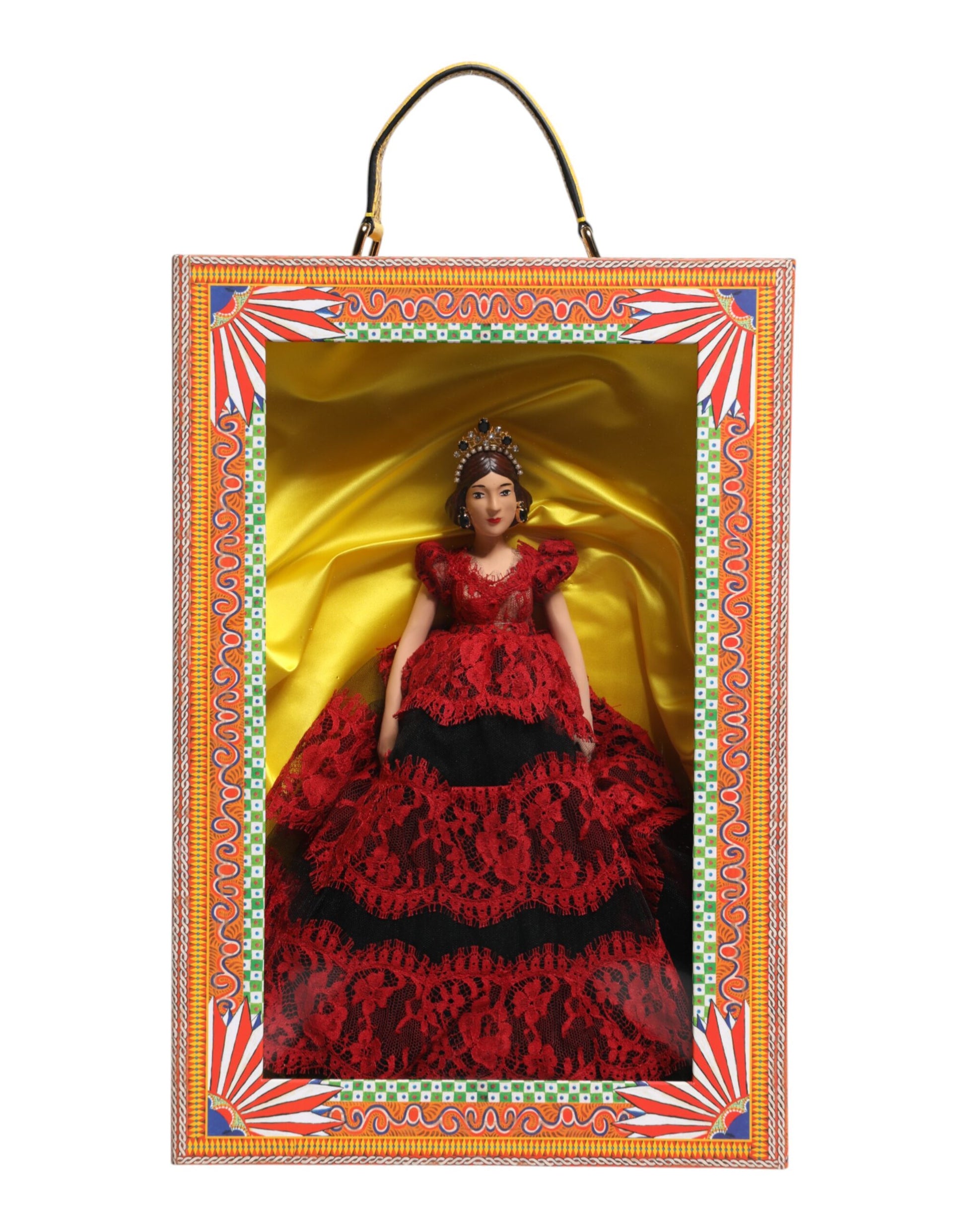 Dolce & Gabbana Rotes Kleid Keramik Porzellan Mode Box Leder Sizilien Puppen
