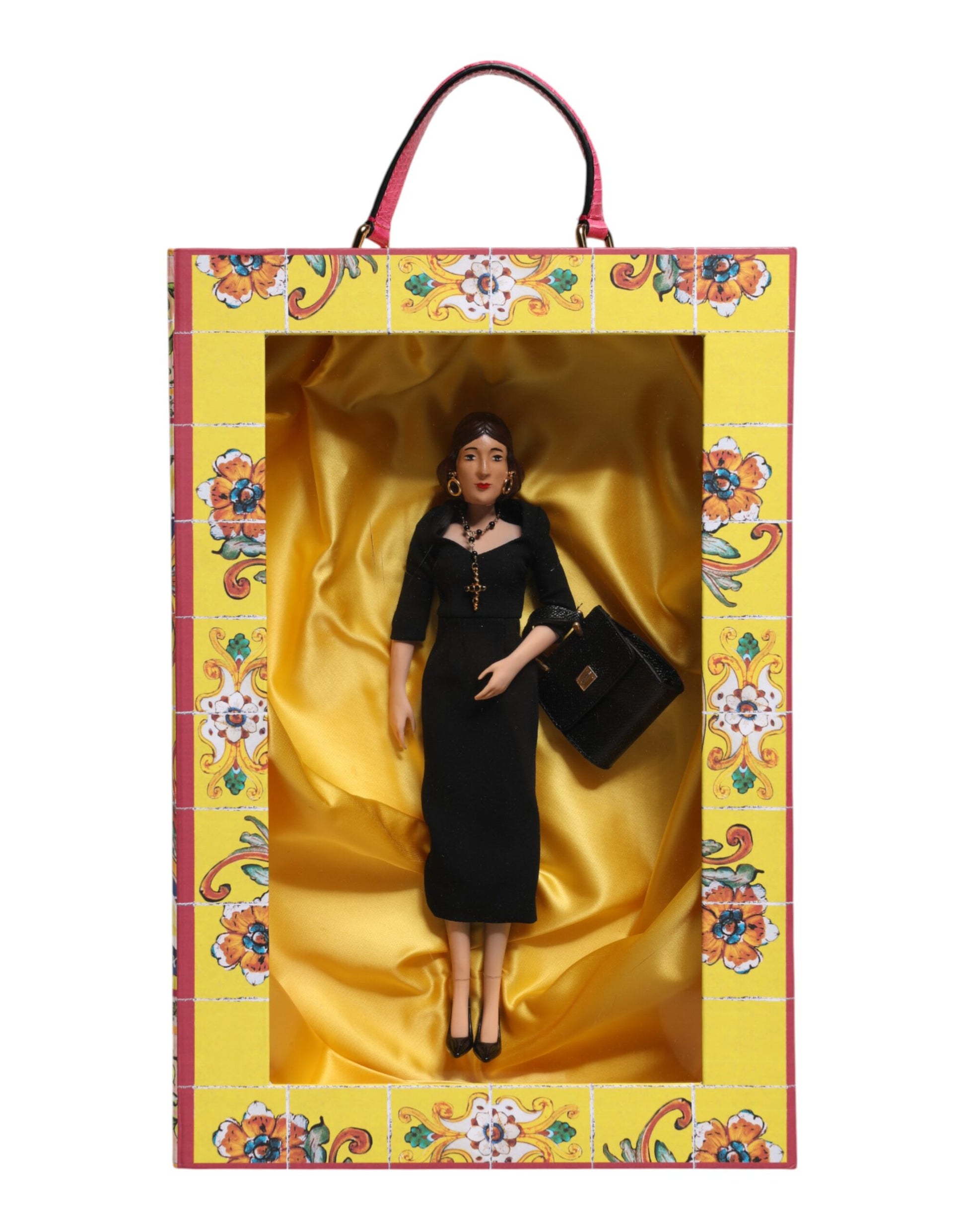 Dolce & Gabbana Schwarzes Kleid Keramik Porzellan Mode Leder Sizilien Puppen