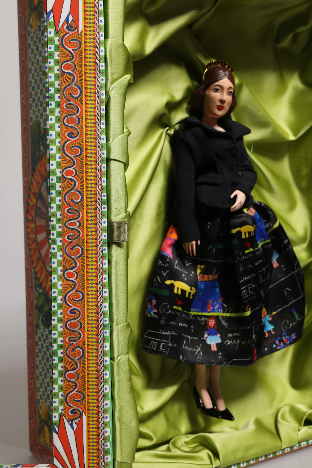 Dolce & Gabbana Schwarzes Kleid Keramik Porzellan Mode Leder Sizilien Puppen