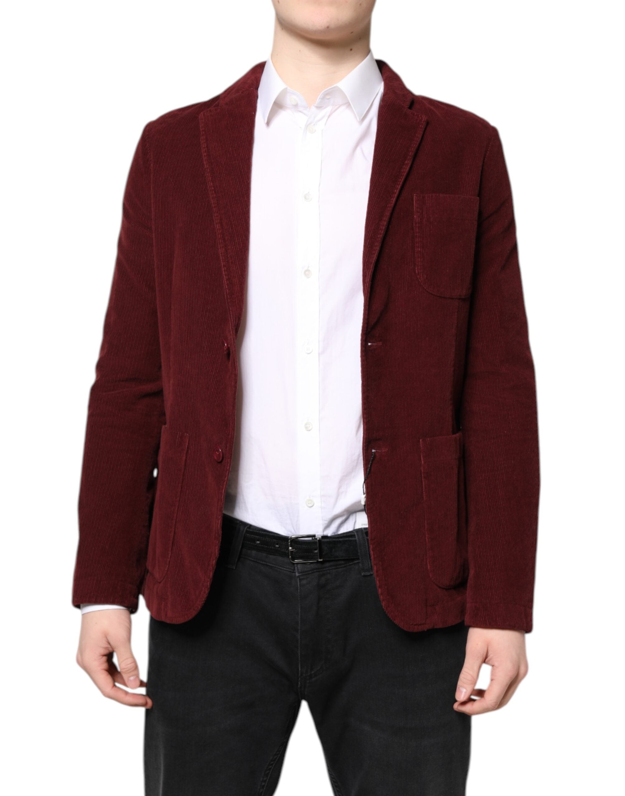 GF Ferre Maroon Cord Regular Fit Männer Mantel Blazer Jacke