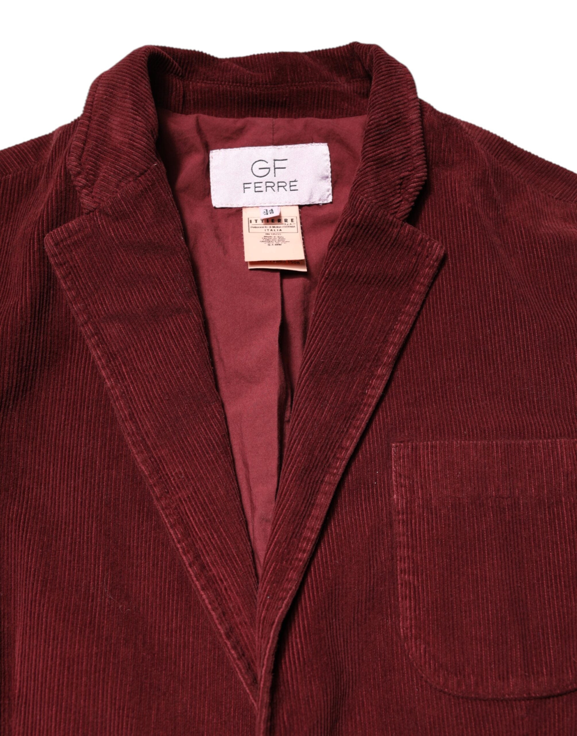GF Ferre Maroon Cord Regular Fit Männer Mantel Blazer Jacke